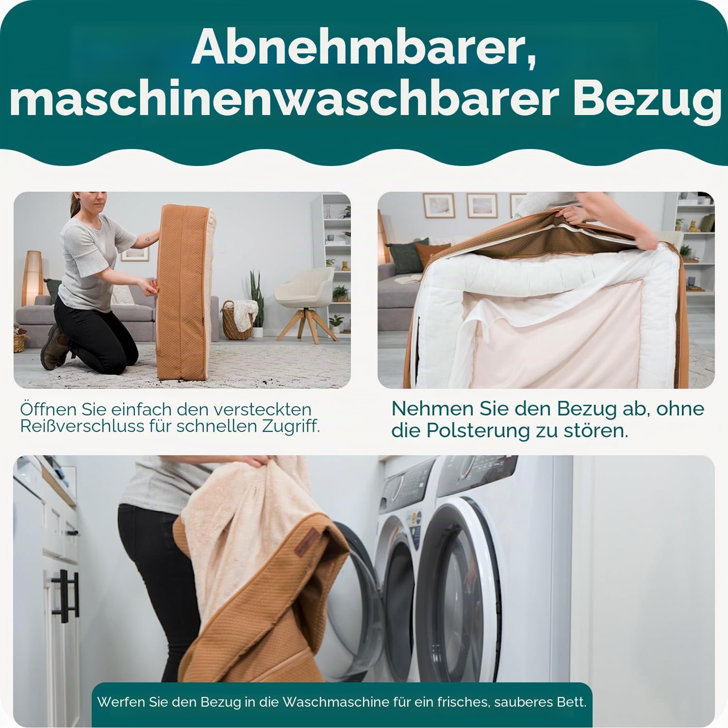 Furhaven Wasserabweisender Ersatzbezug für Hundebett, für drinnen und draußen, Logo-Druck, Steingrau, Größe L