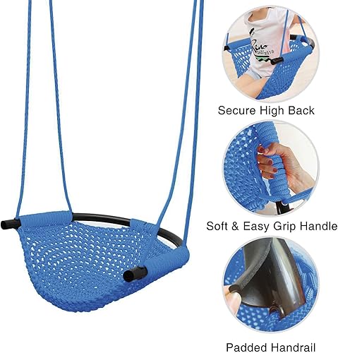 Miniatura 6 de RedSwing Asiento de columpio para niños, columpio para niños pequeños tejido a mano con cuerdas ajustables, juego de columpio seguro para niños,
