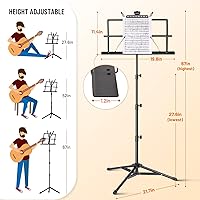 Vista 6 de CAHAYA Soporte portátil para partituras: Soporte de escritorio de doble uso plegable ligero extra estable reforzado con bolsa de transporte y clip