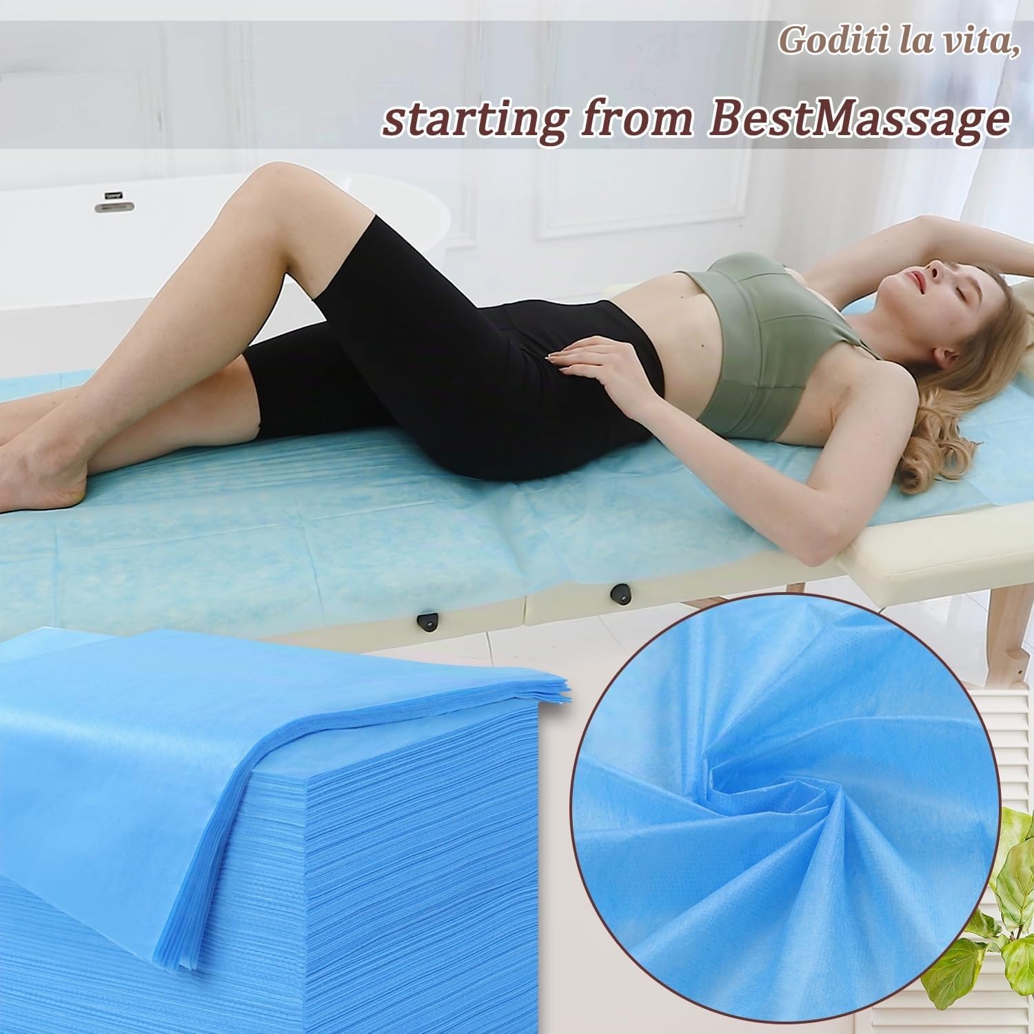 NEWFUN Lenzuolo monouso, 100 pezzi lenzuolo da massaggio monouso, Foglio da Massaggio in Tessuto Non Tessuto，80 x 180cm，Adatto per Saloni di Bellezza，Spa，Massaggi，Hotel，Estetisti