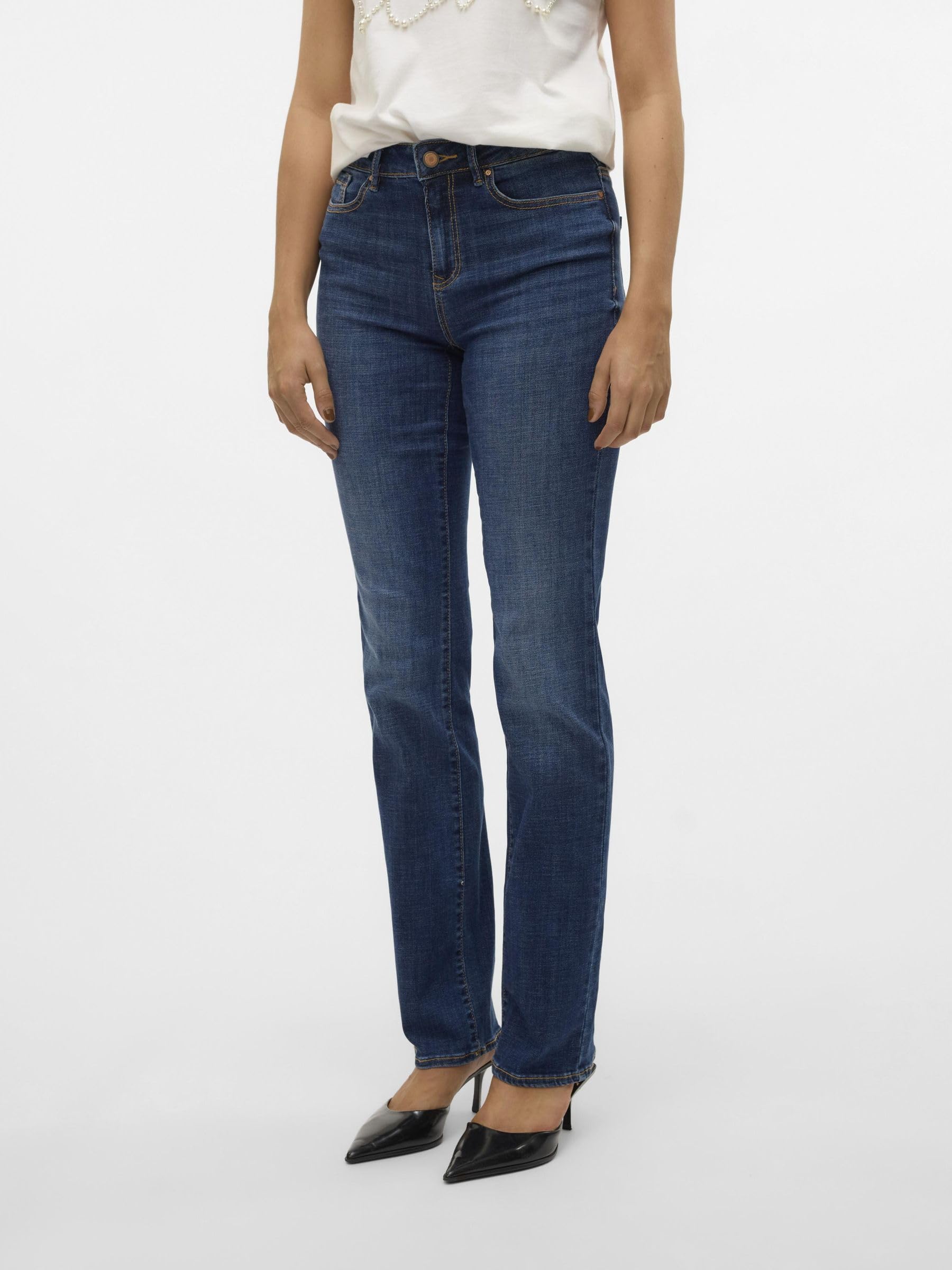 Vero Moda Vmflash Mr Straight Jeans Li347 GA Noos - Pantalon - Pantalon - Femme