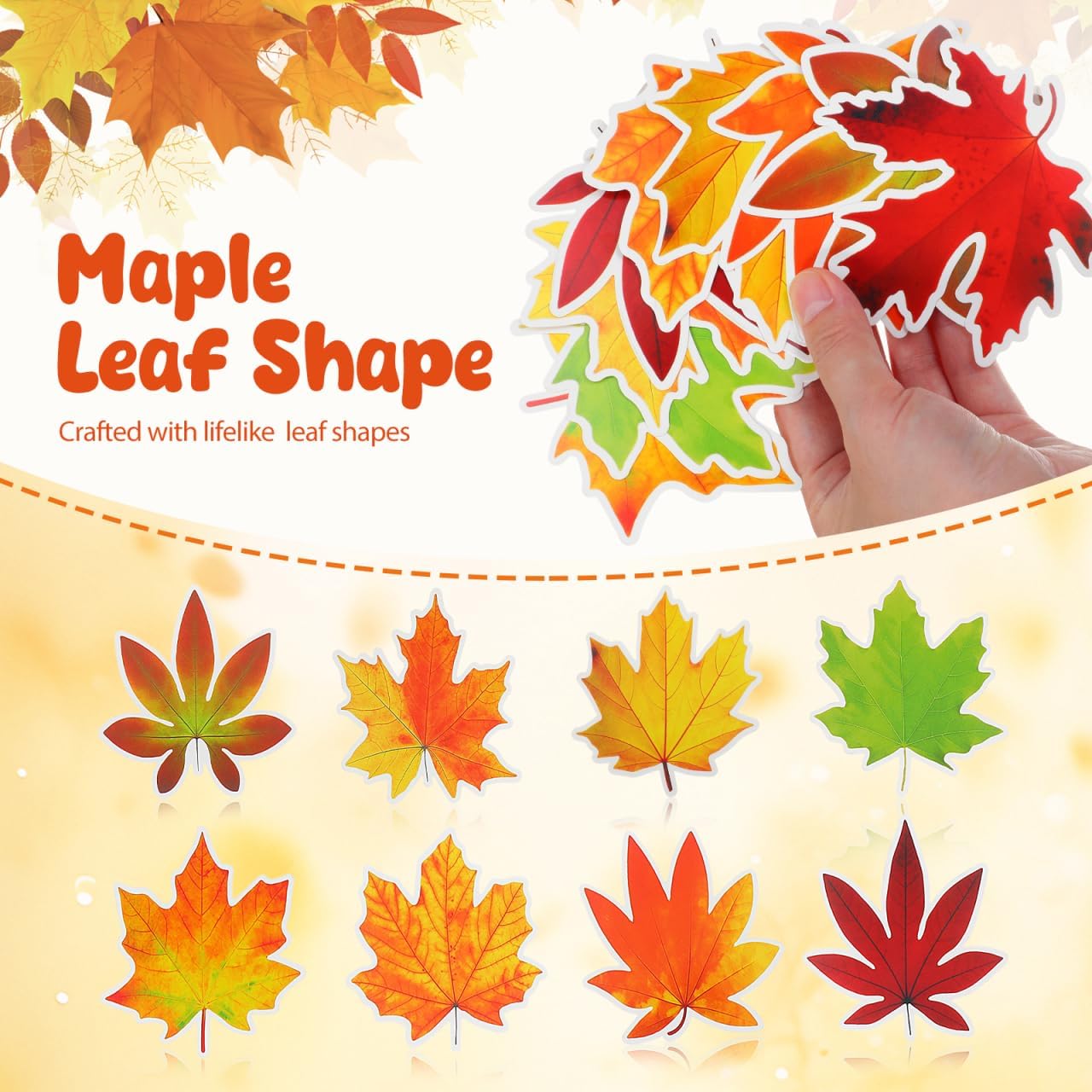 270Pcs Fall Leaf Cutout 4 Inch Artificial Maple Leaves with Adhesive Dots for Autumn Bulletin Board Decorations Thanksgiving Craft Party - Image 7