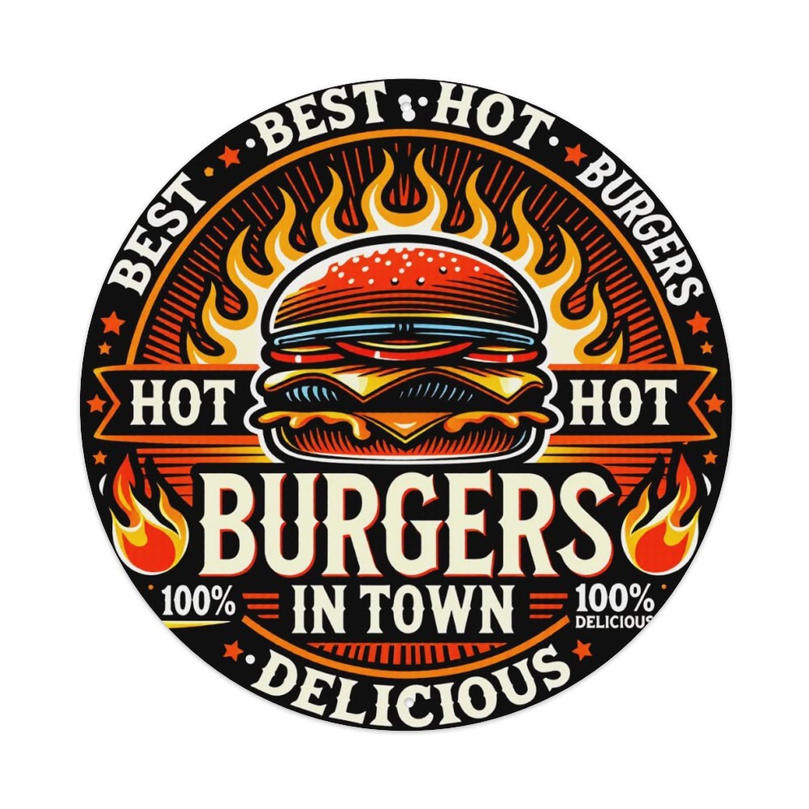 Lvalogy Style Best Hot Burgers In Town Delicious Metal Tin Sign Plaque