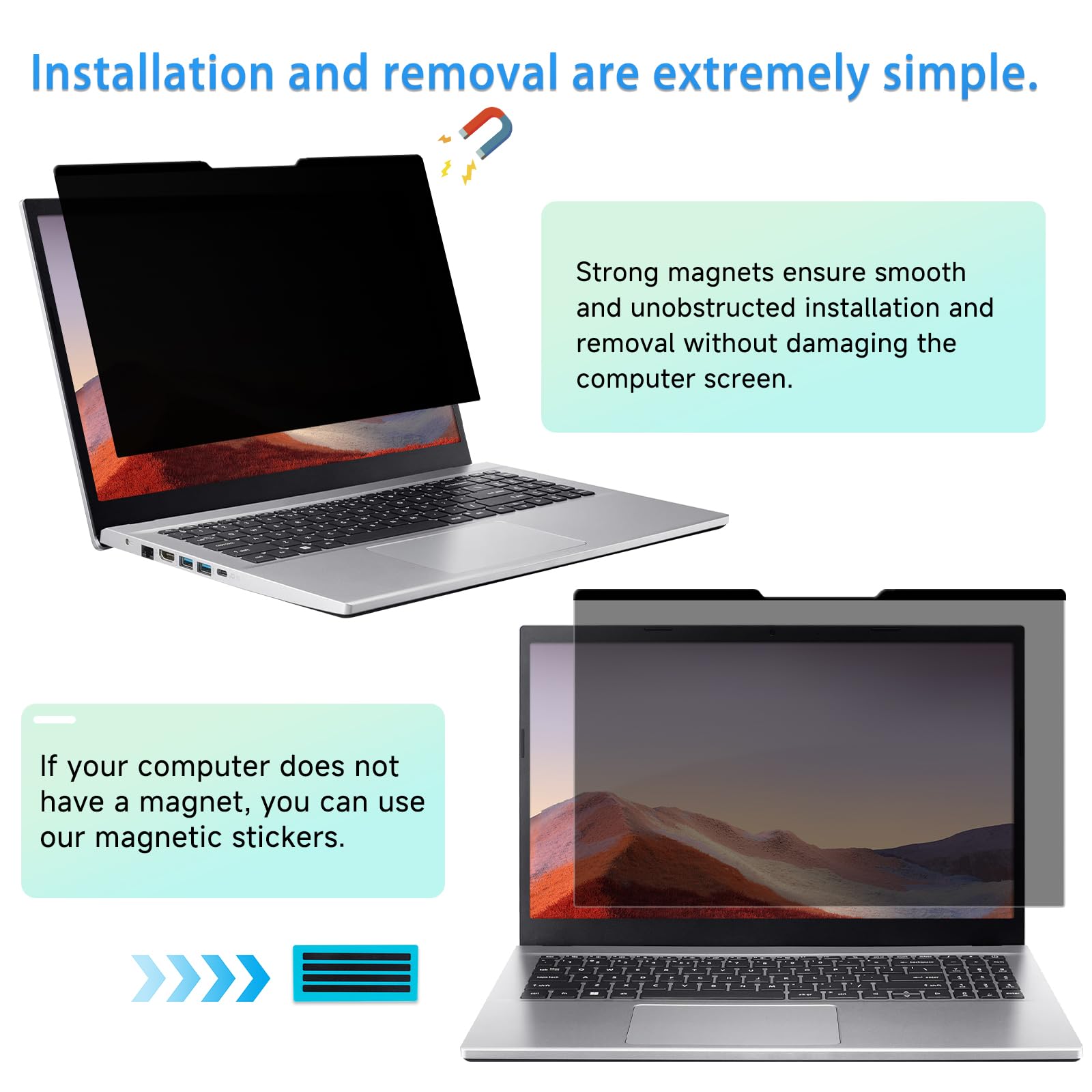 Filtro Magnetico Privacy per 13.3 Pollici 16:10,Rimovibile Pellicola Schermo Protezione,Anti Luce Blu Antiriflesso, Anti-Spia,per HP/dell/Acer/Lenovo/Thinkpad/Samsung/ASUS/Sony