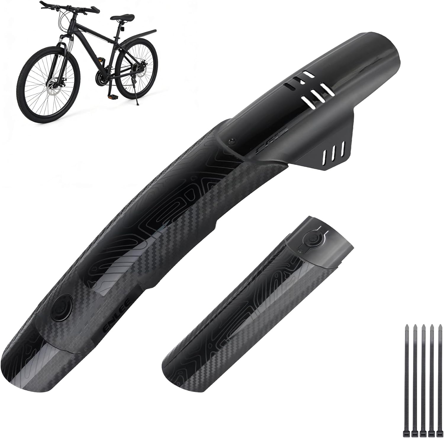 Guardabarros Ajustable Impermeable para Bicicleta Montaña 1 Pieza