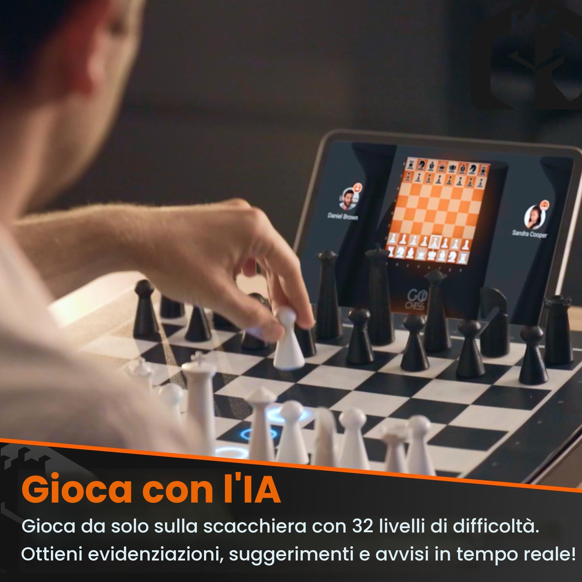 GoChess Mini - Gioco da tavolo elettronico AI, set di scacchi luminosi per adulti e bambini, per tutti i livelli di abilità, con app di gioco online, perfetto come regalo per gli amanti dei giochi da