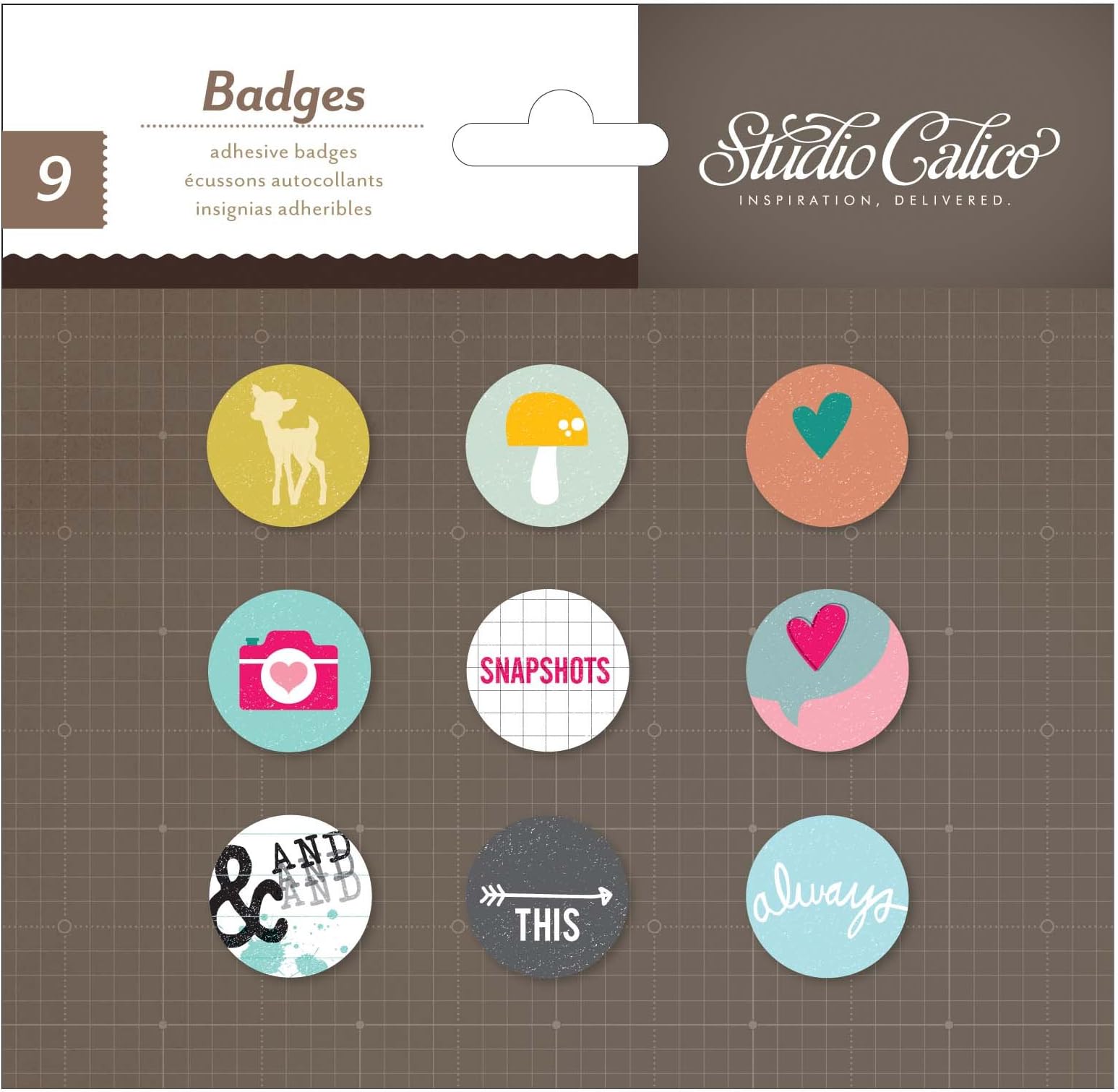 Studio Calico Printshop Flair Mini Adhesive Badge Scrapbook Embellishments