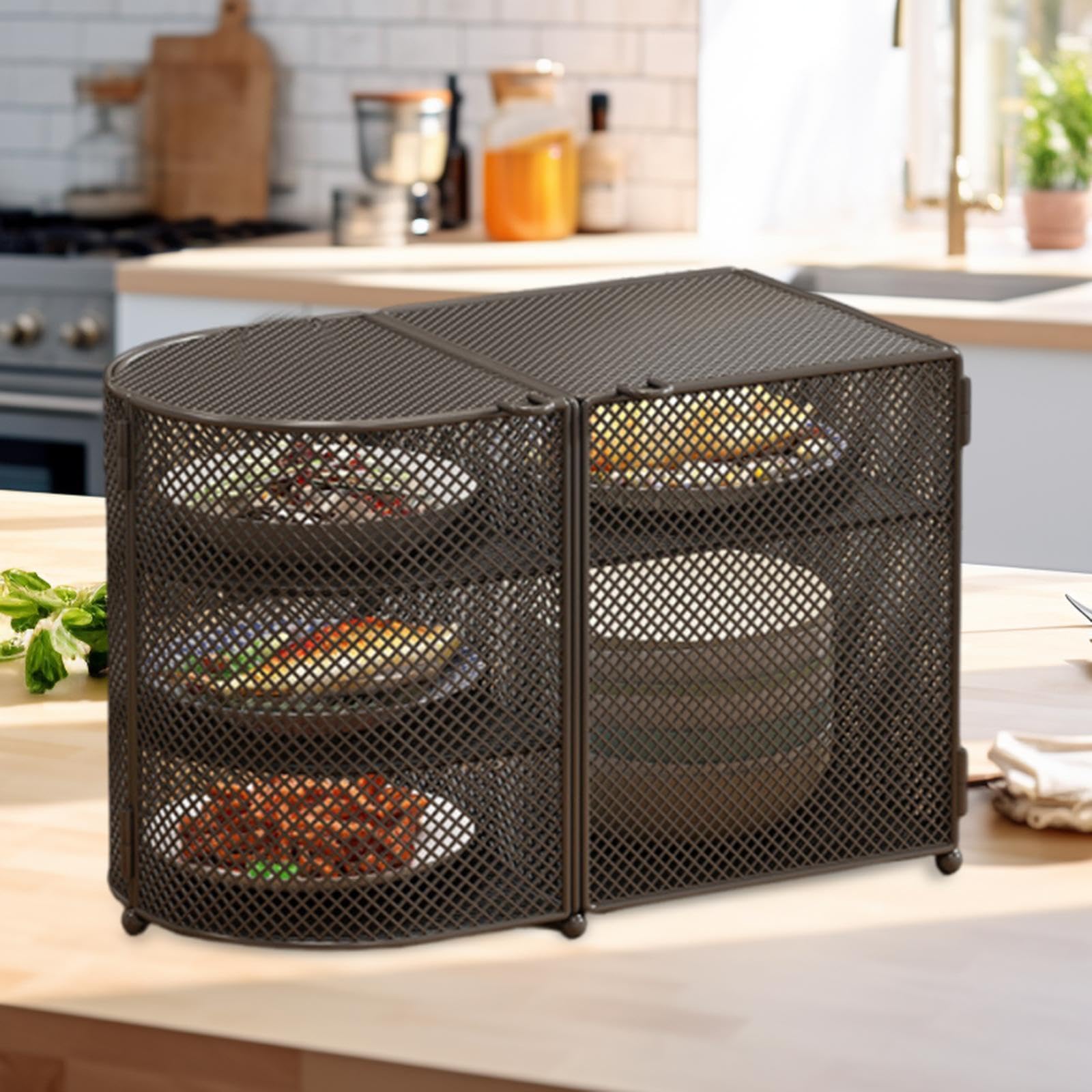 Copertura per alimenti in rete, riutilizzabile, pieghevole, grande, per barbecue, campeggio, feste in famiglia, picnic, tenda per alimenti, 48 x 31 cm, colore nero