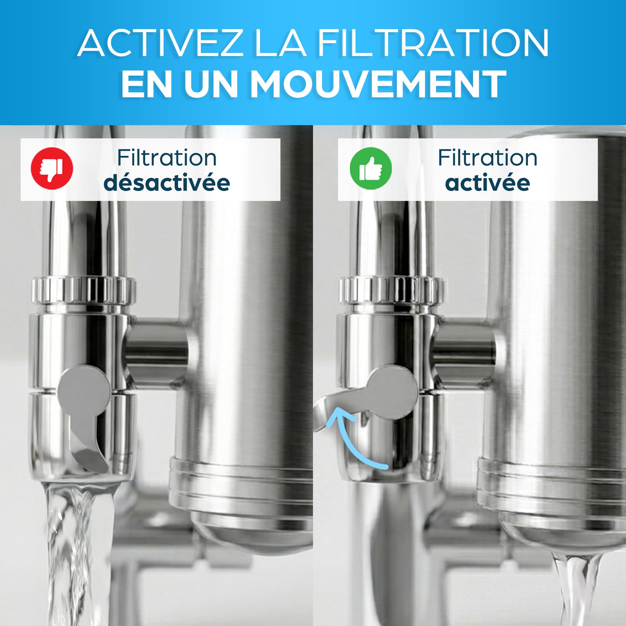 ORINKO Filtre à Eau pour Robinet Universel – Filtre Anti Calcaire, Chlore et Plomb - Purificateur d’Eau Potable 2L/min avec Cartouche Remplaçable – Système De Filtration à Charbon Actif pour Cuisine