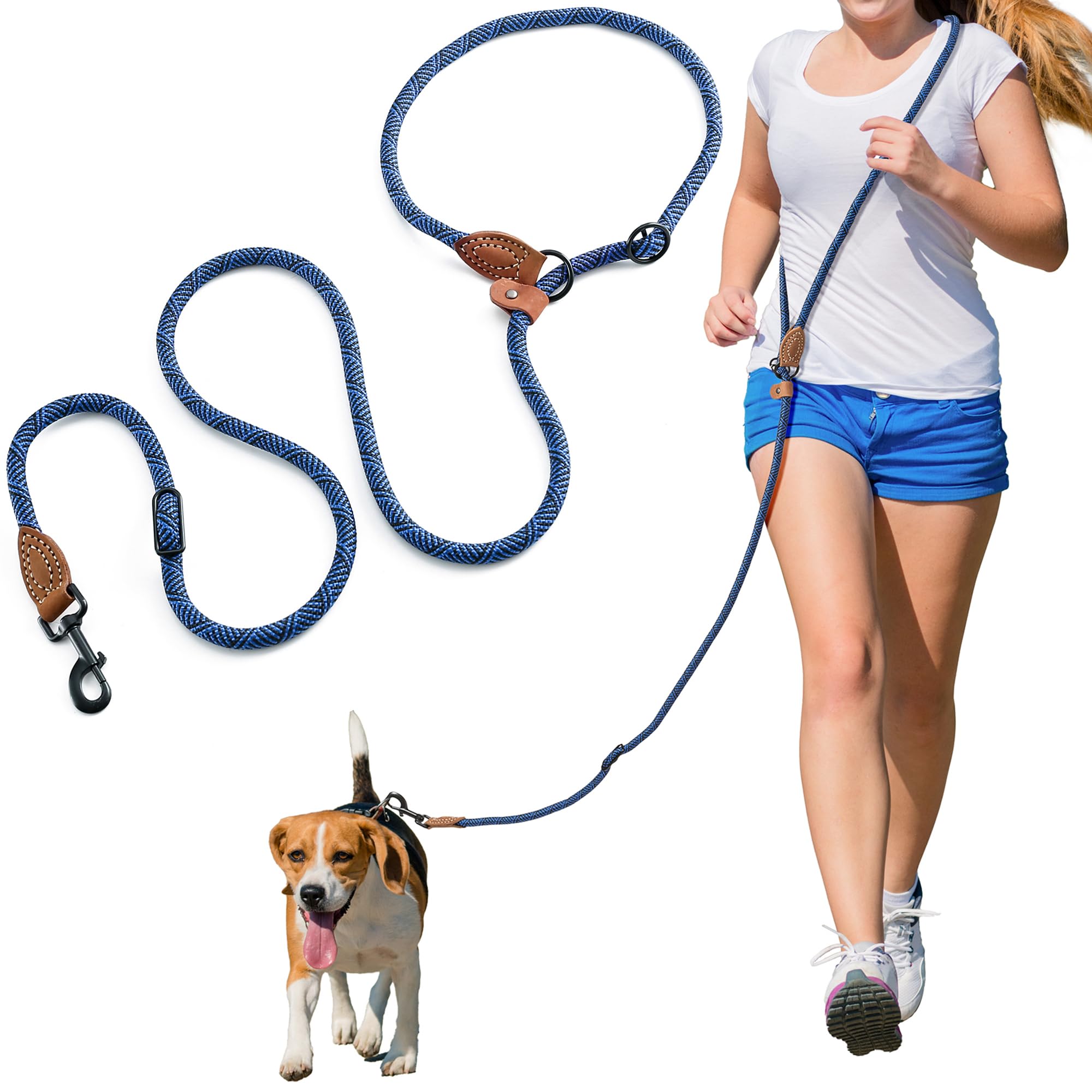 Mile High Life | Longue Laisse Chien En Corde | Laisse Mains Libres | Laisse Lasso | Avec Fermoir Résistant En Métal(Blue, 244 CM )