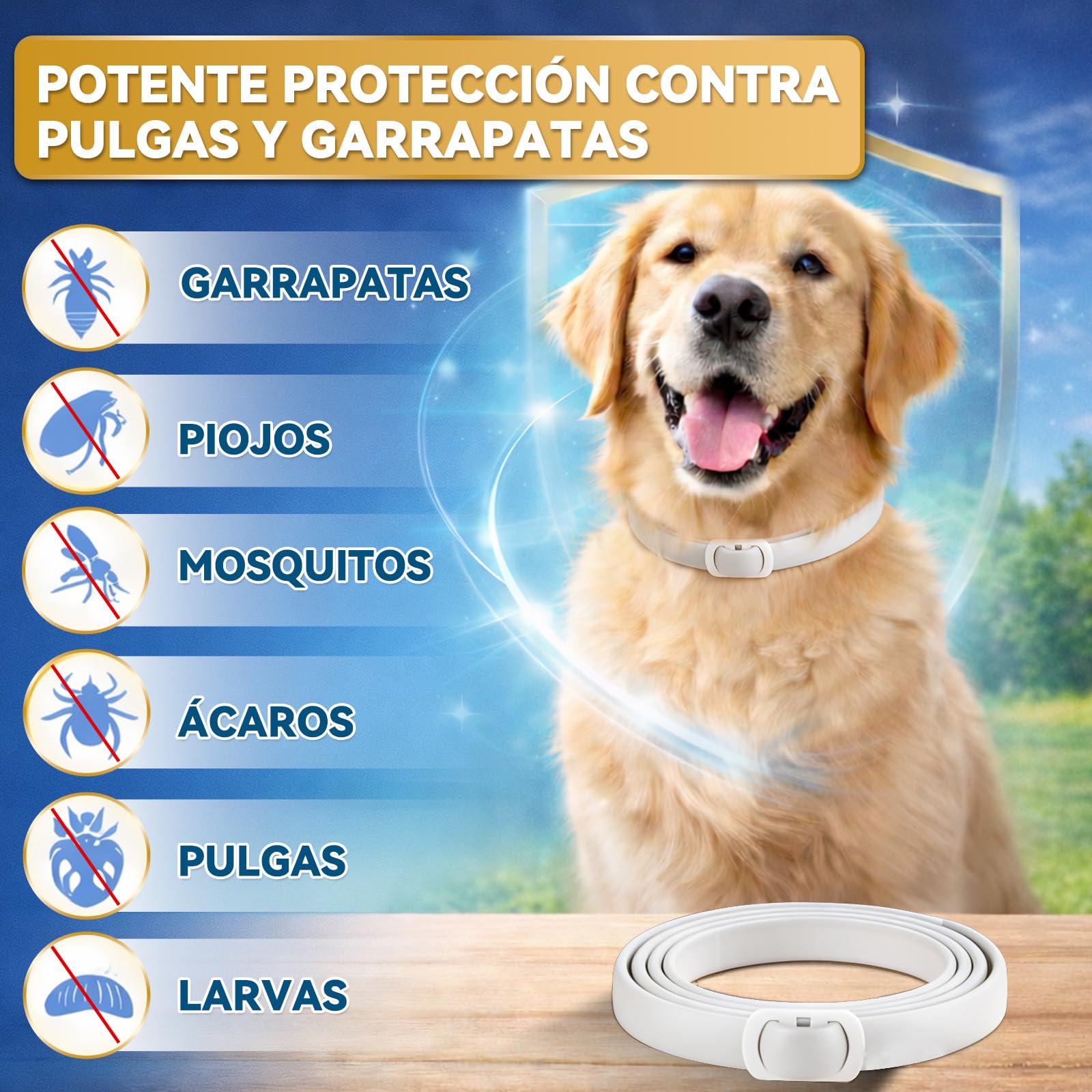 Halldeli Collar Antiparasitario para Perros 65 cm – Protección contra Pulgas, Garrapatas e Insectos hasta 12 Meses – para Perros de Todos los tamaños – Impermeable y Ajustable — view 2