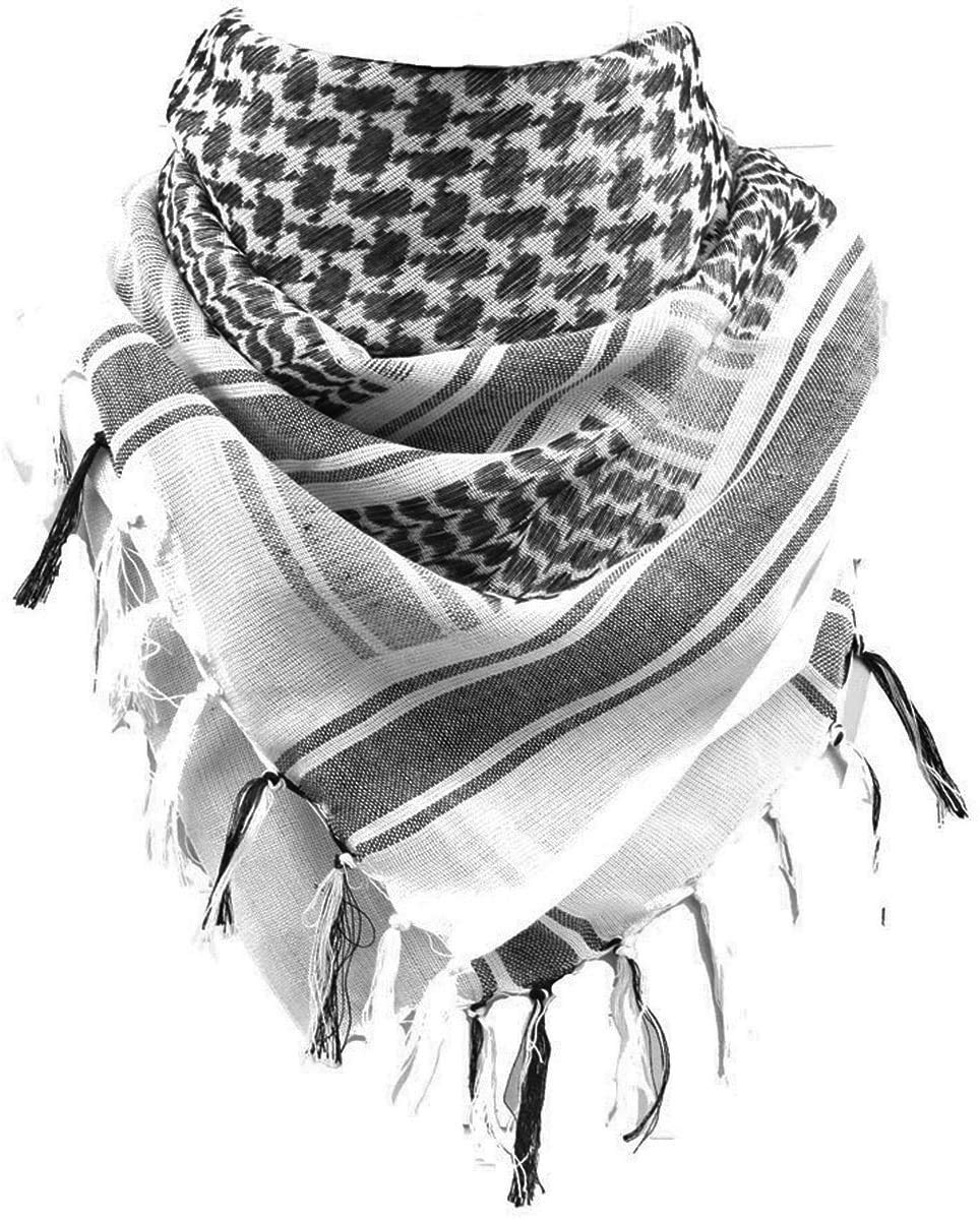 FREE SOLDIER Scarf Military Shemagh Tactical Desert Keffiyeh Head Neck Scarf Arab Wrap with Tassel 43x43 inches, White