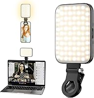 GLOUEN Rechargeable Selfie Light Clip with Digital Display - 3 Modes, 10 Brightness Levels for TikTok, Vlogs, Makeup & Zoom