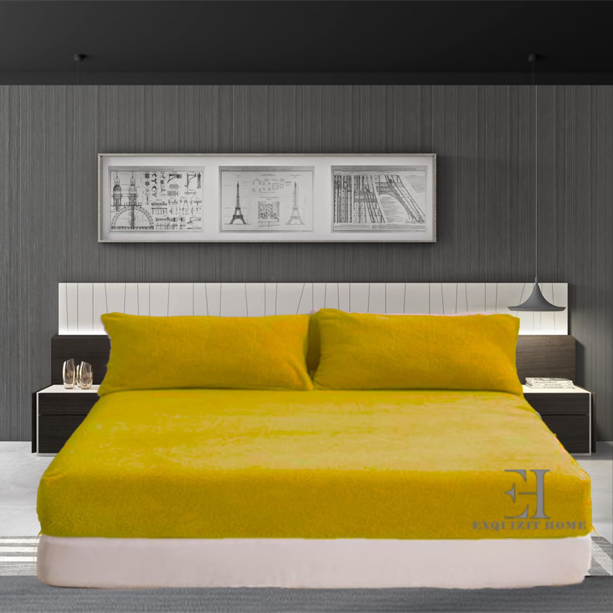 EXQUIZIT HOME® Fleece Fitted Bed Sheet Extra Deep 12” (30cm) Teddy Fleece Warm and Cosy Super Soft Polyester Fitted Bed Sheet (Ochre Double 137cm x 191cm Approximately)