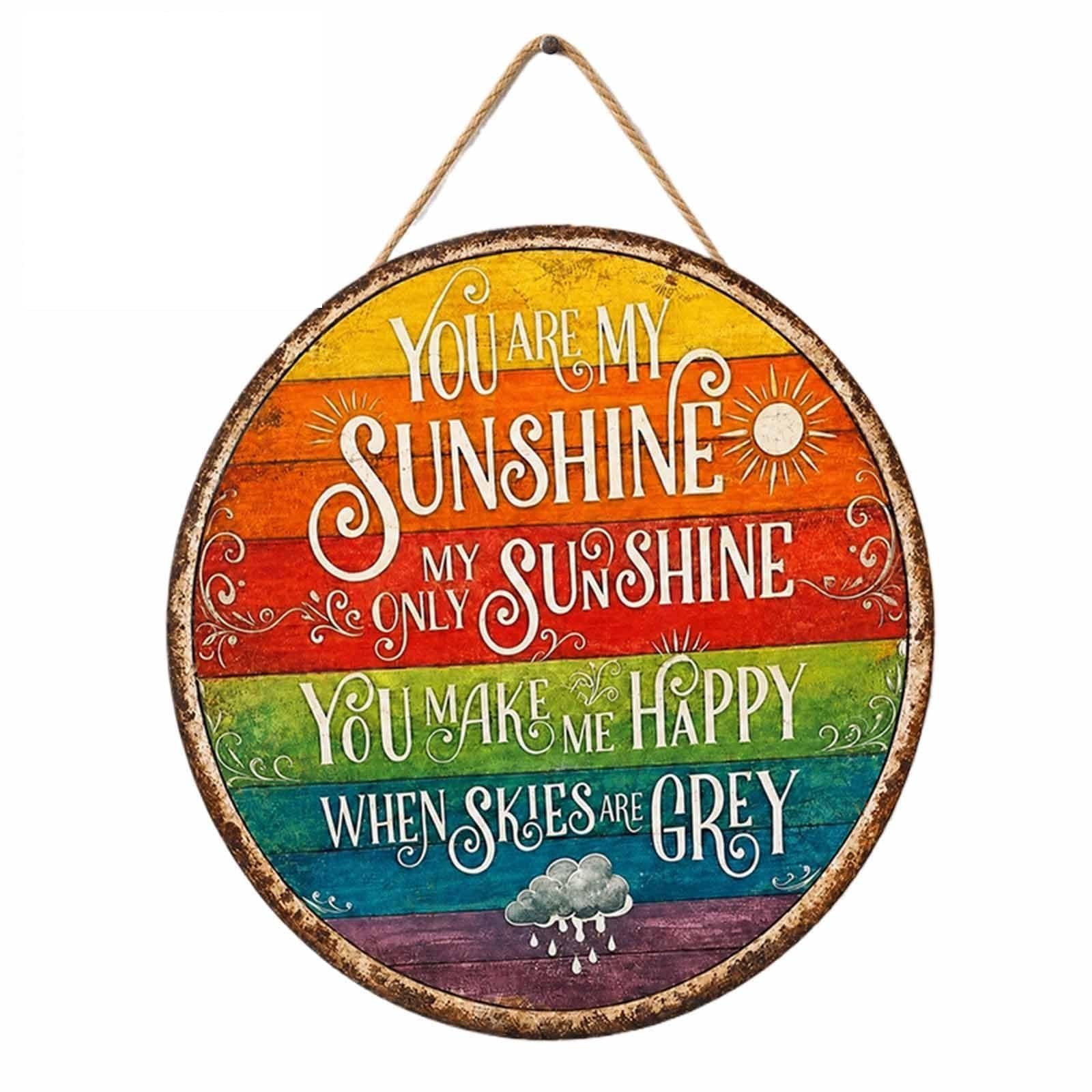 Art métallique coloré en forme de soleil You are My Sunshine déco bohème 40cm