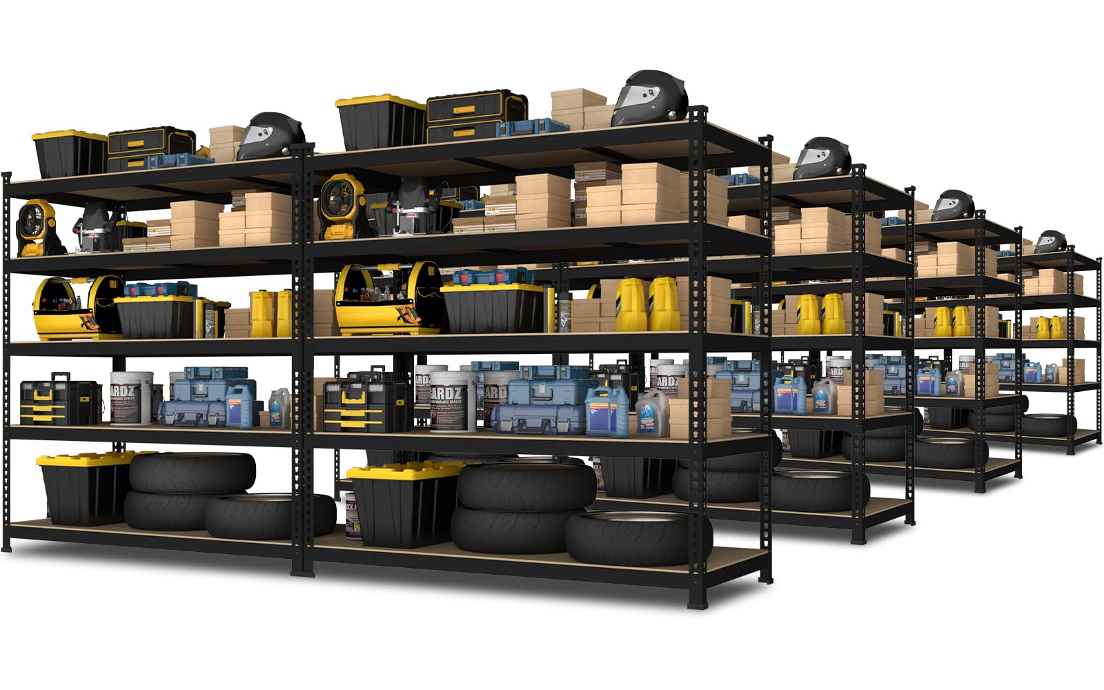 PrimeZone 48" W x 24" D x 72" H Heavy Duty Storage Shelves, 5 Tier Adjustable Garage Shelving Unit, Metal Organizer Shelf Utility Rack for Warehouse