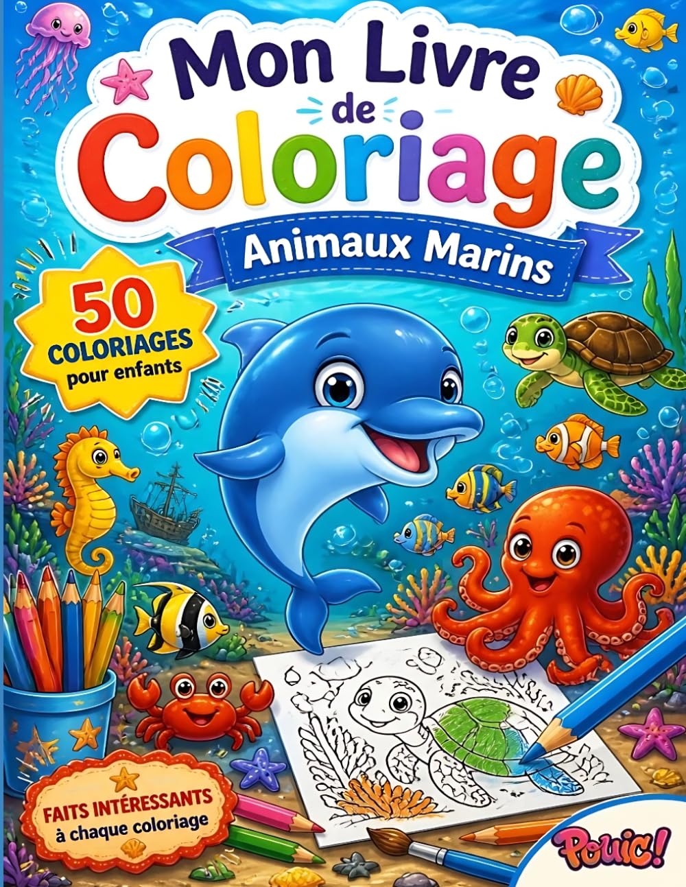 Livre de Coloriage Animaux Marins pour Enfants de 6 à 10 Ans: 50 coloriages faciles et amusants avec des faits incroyables sur les animaux marins – ... l'océan (Mon Livre de Coloriage pour Enfants)