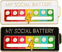 Gangdry Social Battery Enamel Pin - Funny 7 Days a Week Mood Brooch for Backpacks, Jackets, Bags & More