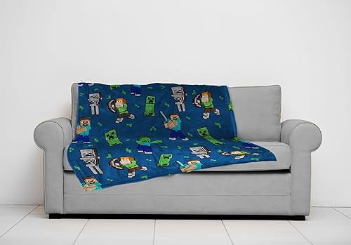 Vista 133 de Jay Franco - Manta de felpa para niños, tamaños mediano y grande Azul - Minecraft