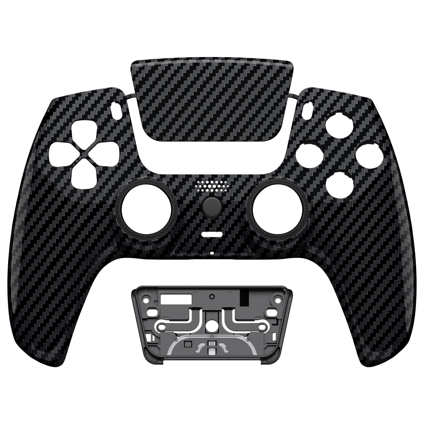 eXtremeRate Luna Redesigned Graphite Carbon Fiber Front Shell Touchpad Compatible with ps5 Controller BDM-010 020 030 040 050, Replacement Custom Touch Pad Cover Compatible with ps5 Controller - 3