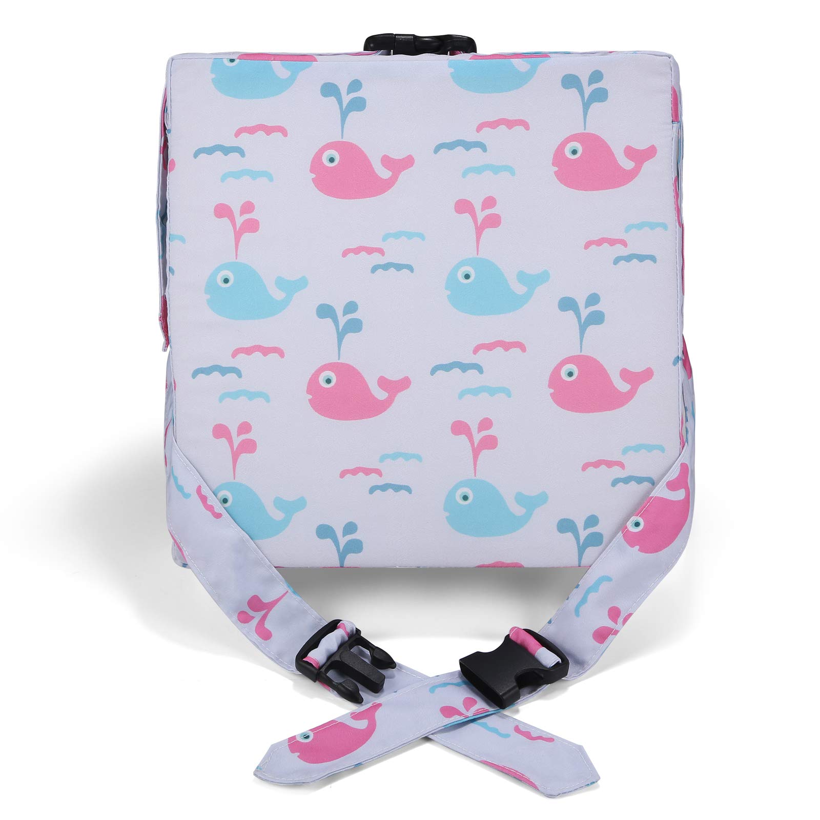 KIDUN Upgrade Toddler Booster Seat for Dining Table, Portable Dining Chair Heightening Cushion, Adjustable Booster Chair Increasing Cushion, Washable Chair Seat Pad Mat for Kids (Buckle-Grey)