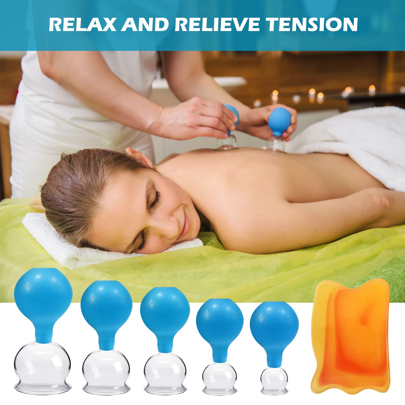 Nizirioo Lot De 5 Ventouses En Verre, Ventouses En Silicone, Ventouses De Massage Sous Vides, Ventouses En Verre Avec Boule Silicone Pour Massage De La Tête Du Cou, Du Visage, Du Corps