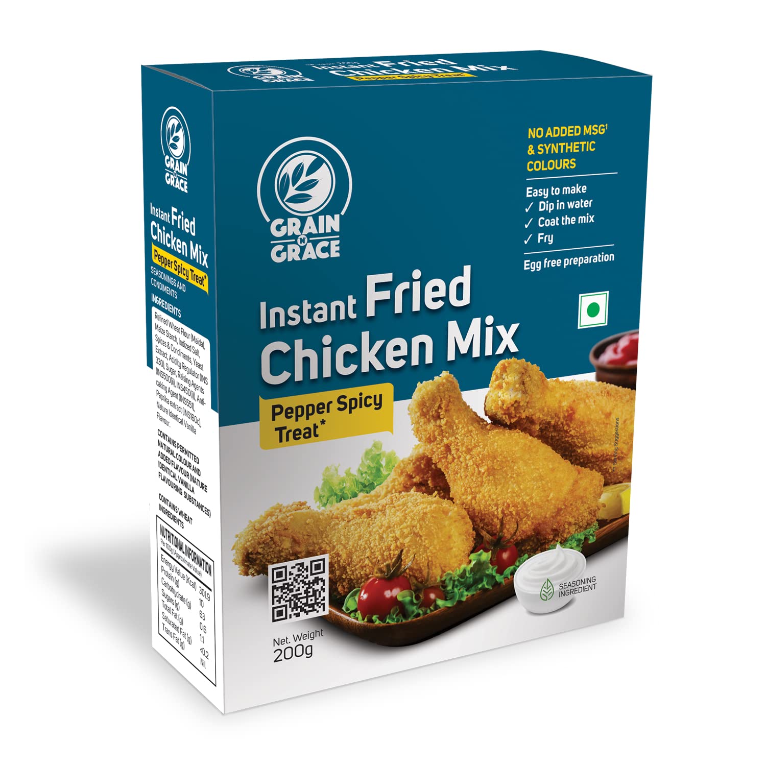 Grain n Grace Instant Fried Chicken Mix - Pepper Spicy Treat (200g)