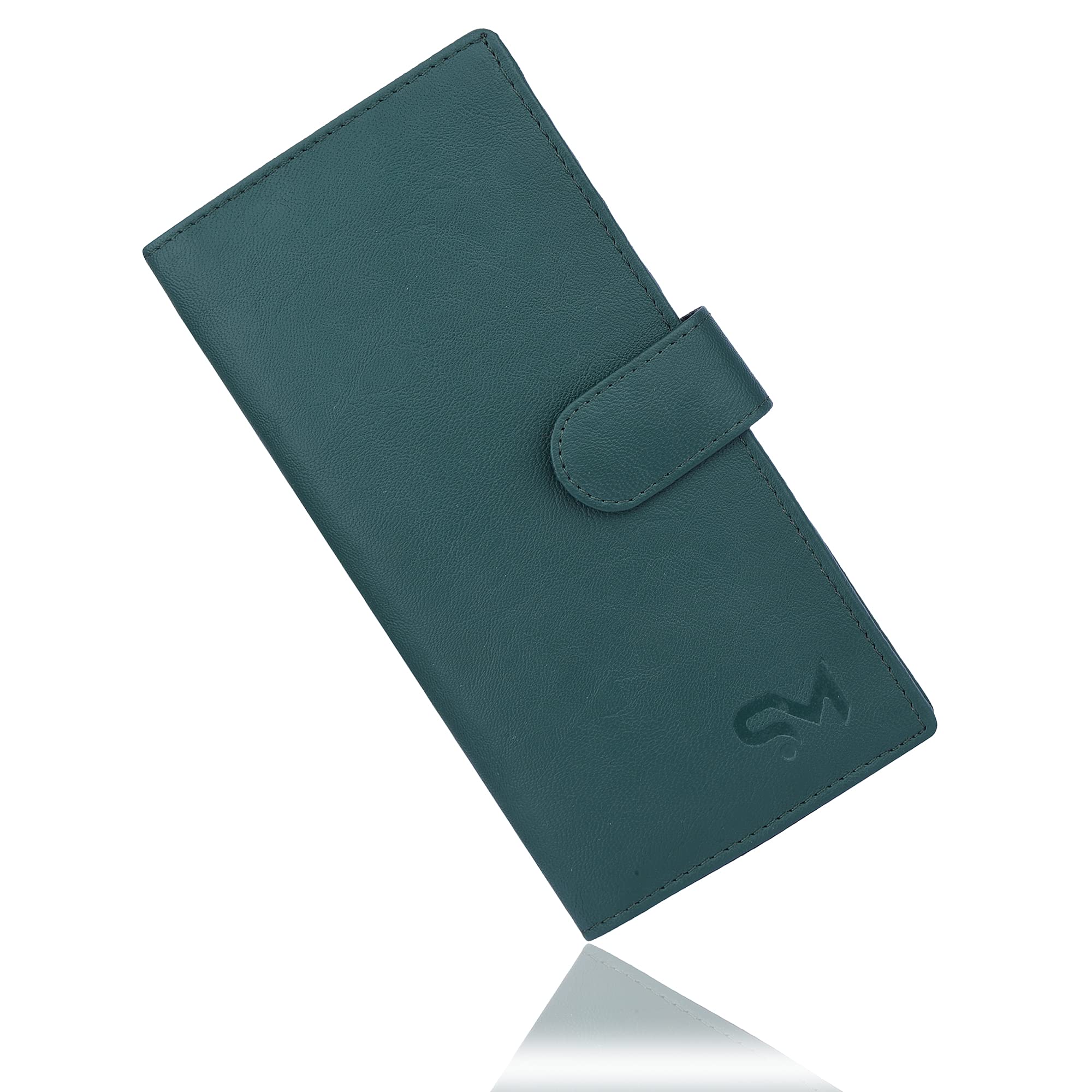 Men & Women Genuine Leather Wallet with RFID Credit Card Holder Slim Credit Card Holder & Money Clipper with Zip Pocket (Green)-image-20