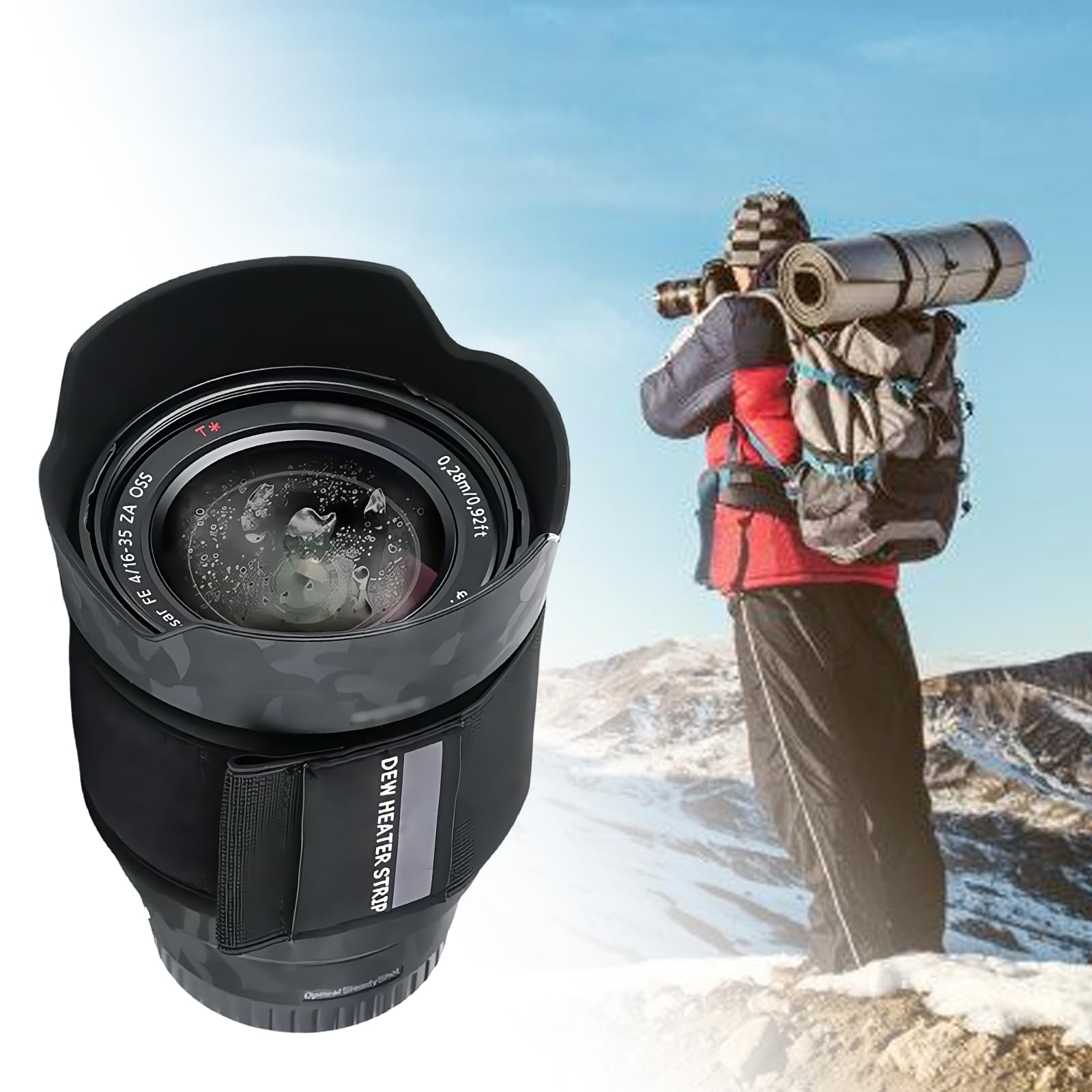 Chauffe-objectif USB pour objectifs 80-120 mm, 3 températures réglables, bande chauffante anti-rosée
