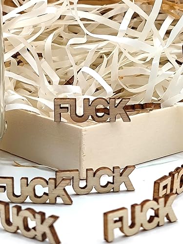 Miniatura 5 de Fu*ks - Letra recortada de madera, 100 unidades, diseño de mal estado de ánimo, día de cumpleaños, vacaciones, regalo para amigos, regalo divertido,