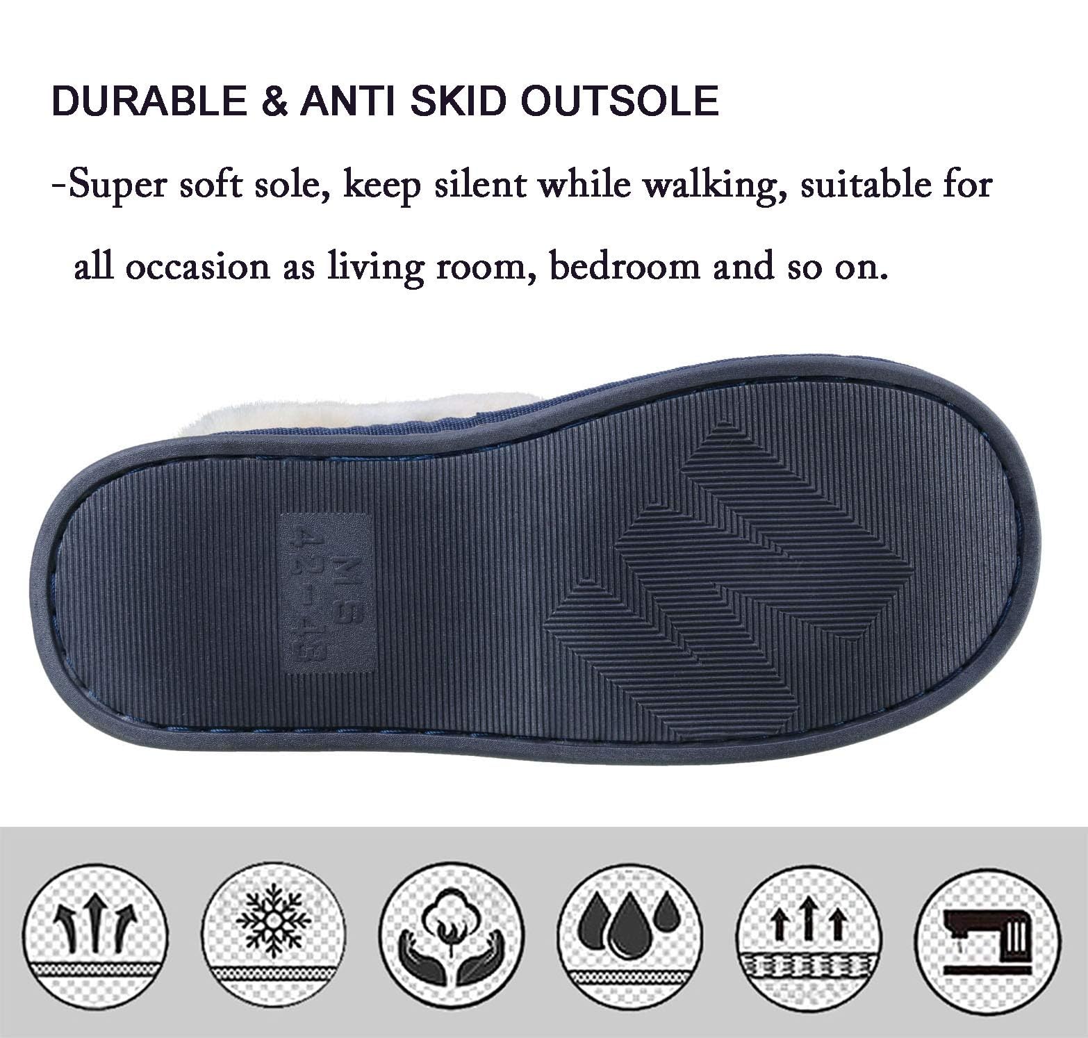 Inverno Pantofole Scamosciate da Donna Morbido Antiscivolo Scarpe Caldo Peluche Uomo Accogliente Memoria Schiuma Pantofole da Casa 34-45EU