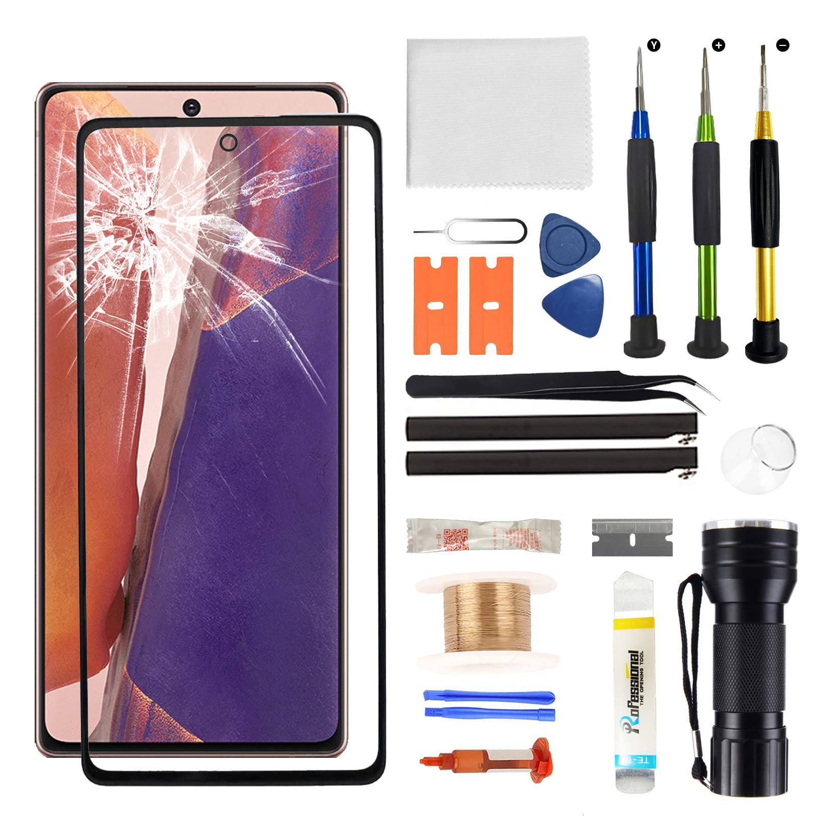 Zgxhga for Samsung Galaxy Note20 Screen Replacement,Replacement Screen for Galaxy Note20 Series 6.7 inch,Glass Replacement Kit with Repair Tools,Waterproof Adhesive(NO OLED & Touch Digitizer)