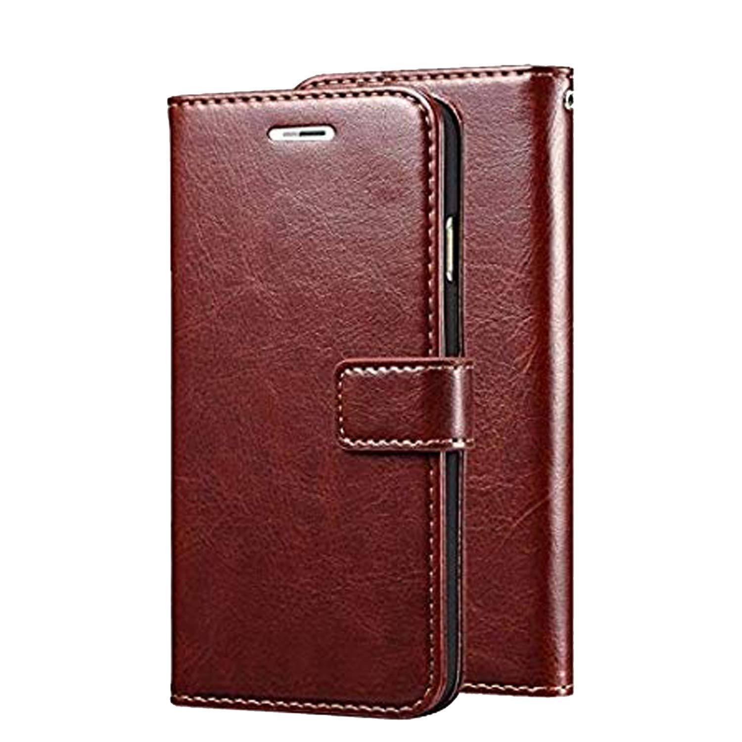 CEDO Samsung Galaxy M10 (4G) Flip Cover | Leather Finish | Inside Pockets & Inbuilt Stand | Shockproof Wallet Style Magnetic Closure Back Case Flipcover (Brown) (B07PFXD19X) Amazon Price History, Amazon Price Tracker
