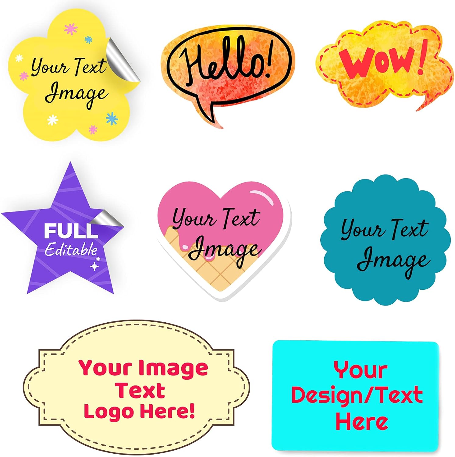 Custom Any Design Image Logo Text Stickers,Personalized Thank You Paper Labels,100 pcs (4" x 4", Square)