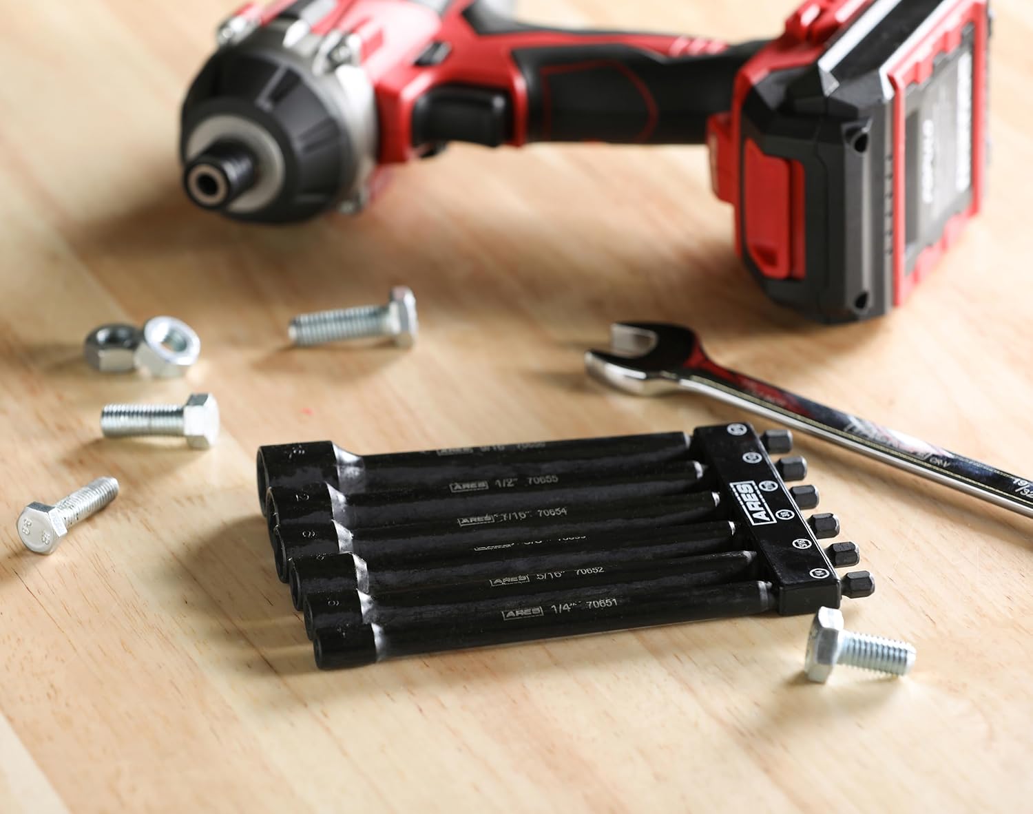 ARES 70650-6-Piece SAE Magnetic Impact Nut Driver Bit Set - Impact Grade Nut Setters with Industrial Strength Magnets