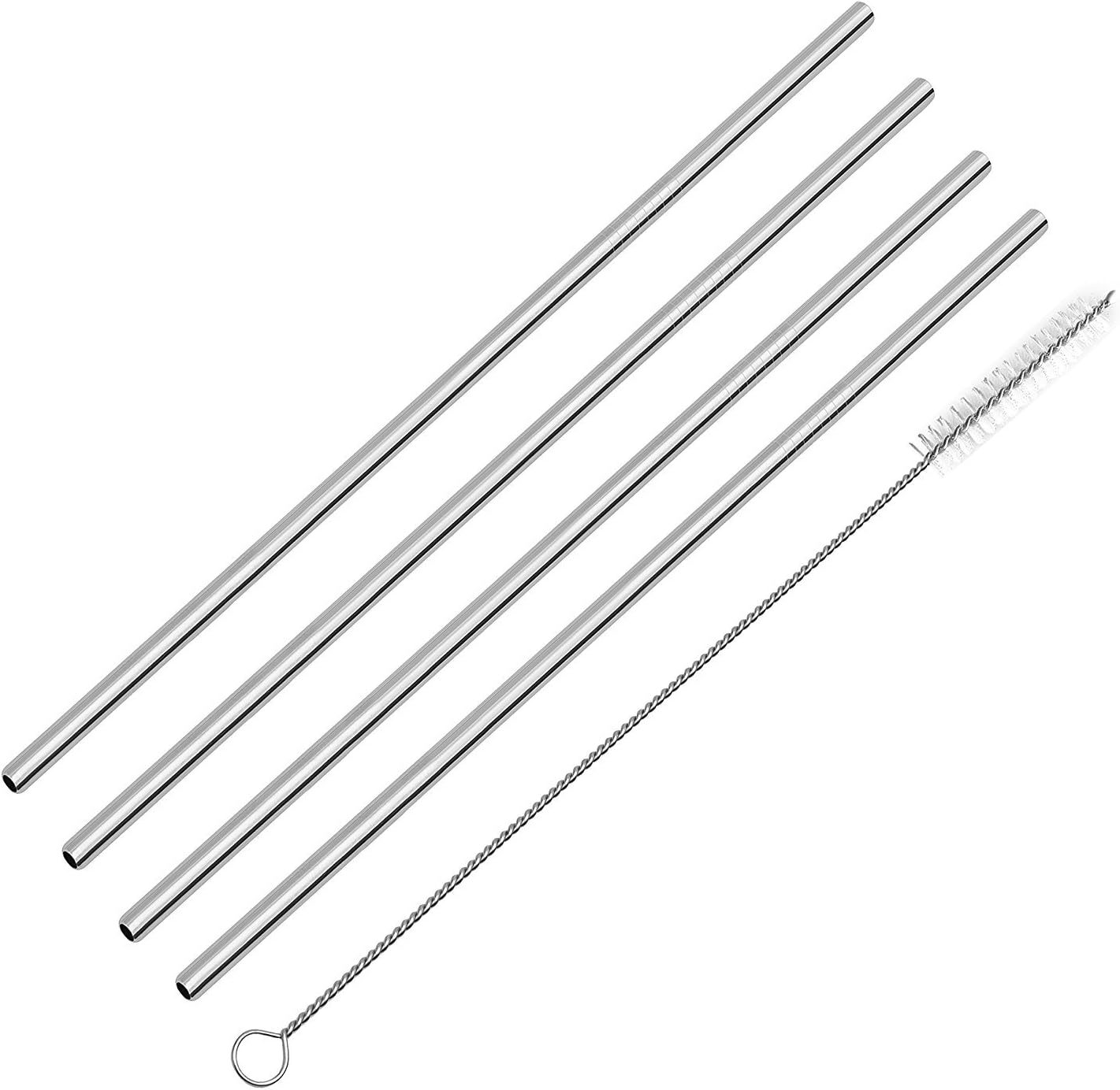 Stainless Steel Straws Drinking Reusable Extra Long Straight for Yeti 30 or 20 oz Tumblers Set of 4(4 Straight+ Brush)
