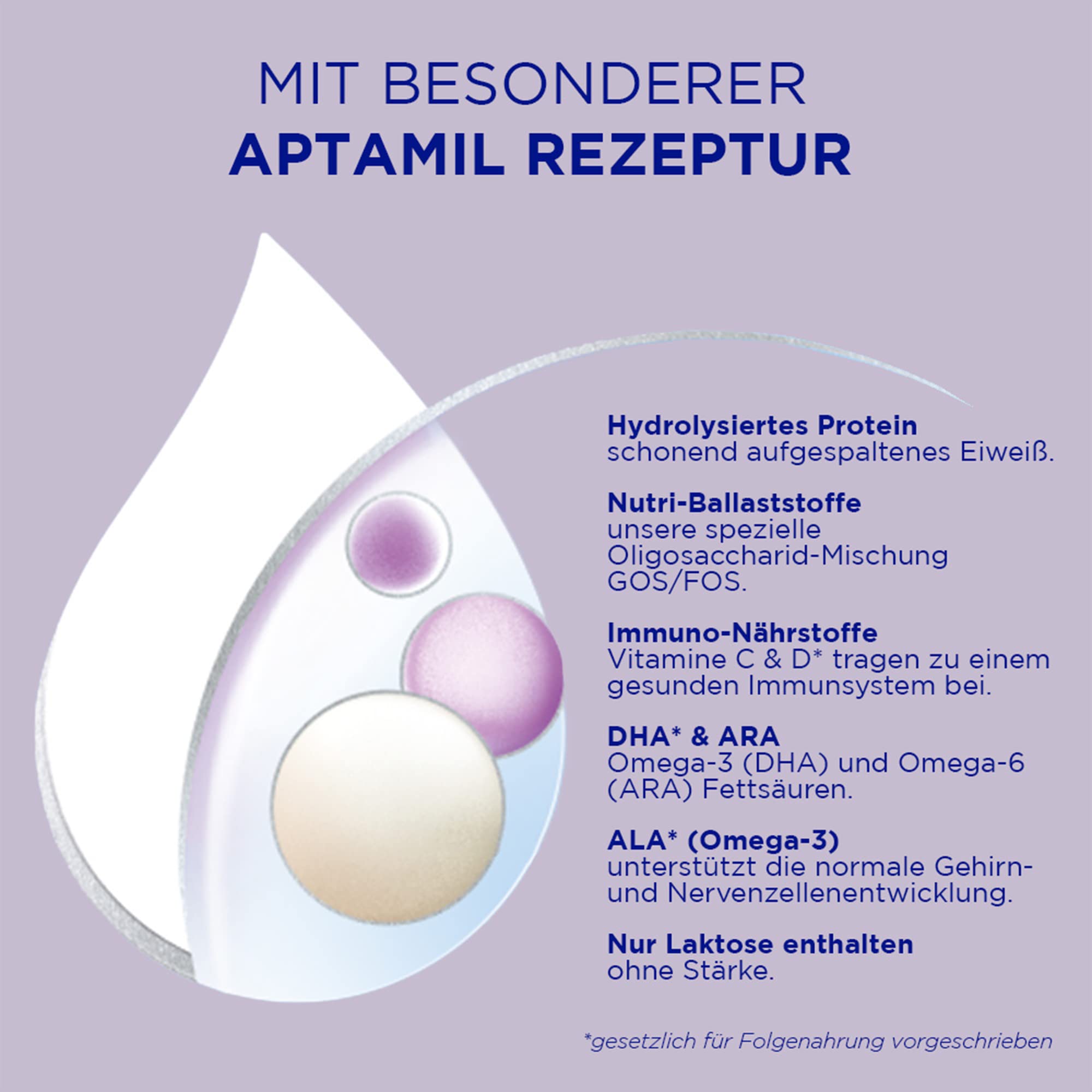 Aptamil HA 2 – Anschlussnahrung nach dem 6. Monat, Mit Omega 3 & 6, DHA, ARA & ALA, Nur Laktose, Ohne Palmöl, Babynahrung, Milchpulver, 1x 800g (Packung mit 4)