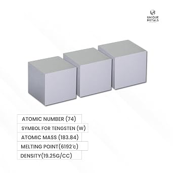 Plain Tungsten Cube Density Cubes High Density Element Cube for Element Collections Lab Experiment Material Heavy Small Objects Experience(Tungsten,1 Inch)