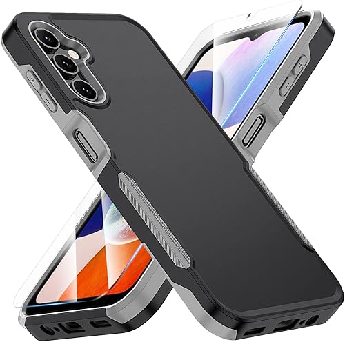 SunRemex Funda 3 en 1 para Samsung Galaxy A14 5G con protector de pantalla HD, funda para Samsung A14 5G de doble capa resistente a prueba de golpes