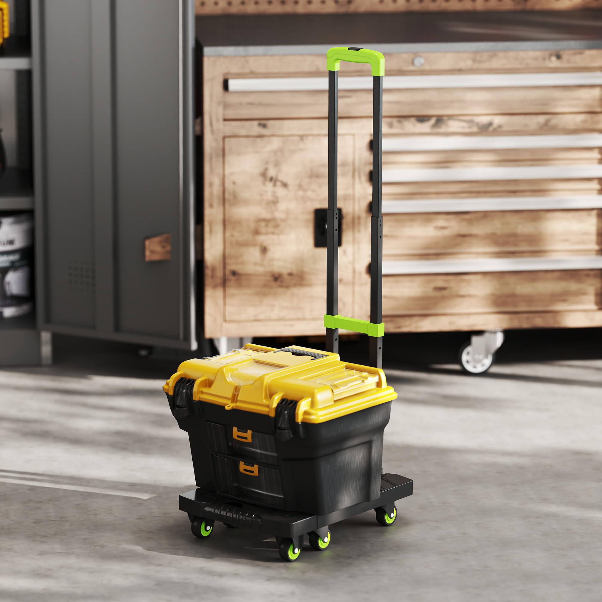 HOMCOM Carrello pieghevole in metallo con ruote, manico regolabile max. 200 kg 102 cm carrello di trasporto con corda di tensione, carrello impilabile per trasloco, officina, magazzino