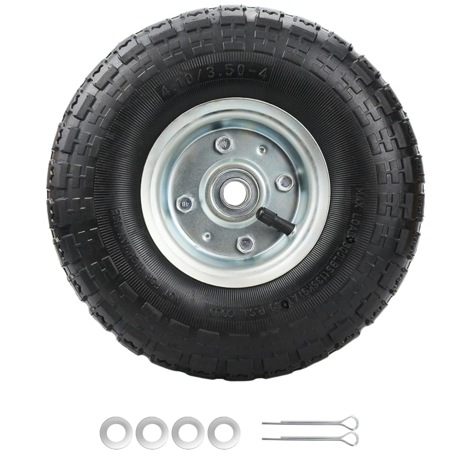 Rueda de 10 pulgadas para carretilla de 4.10/3.50-4, neumático inflable Ø260 mm para carritos Gorilla, carretillas, carros manuales, cortacéspedes, carritos de jardín, eje de 16 mm, rodamientos
