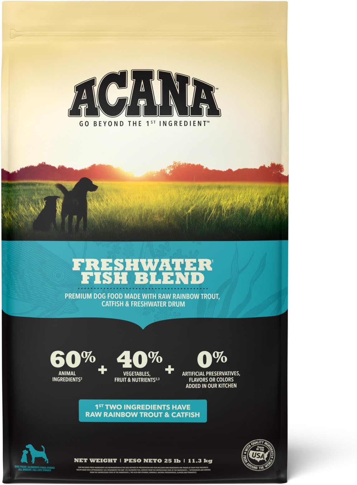 Grain Free Dry Dog Food Freshwater Fish Recipe 25lb Bag