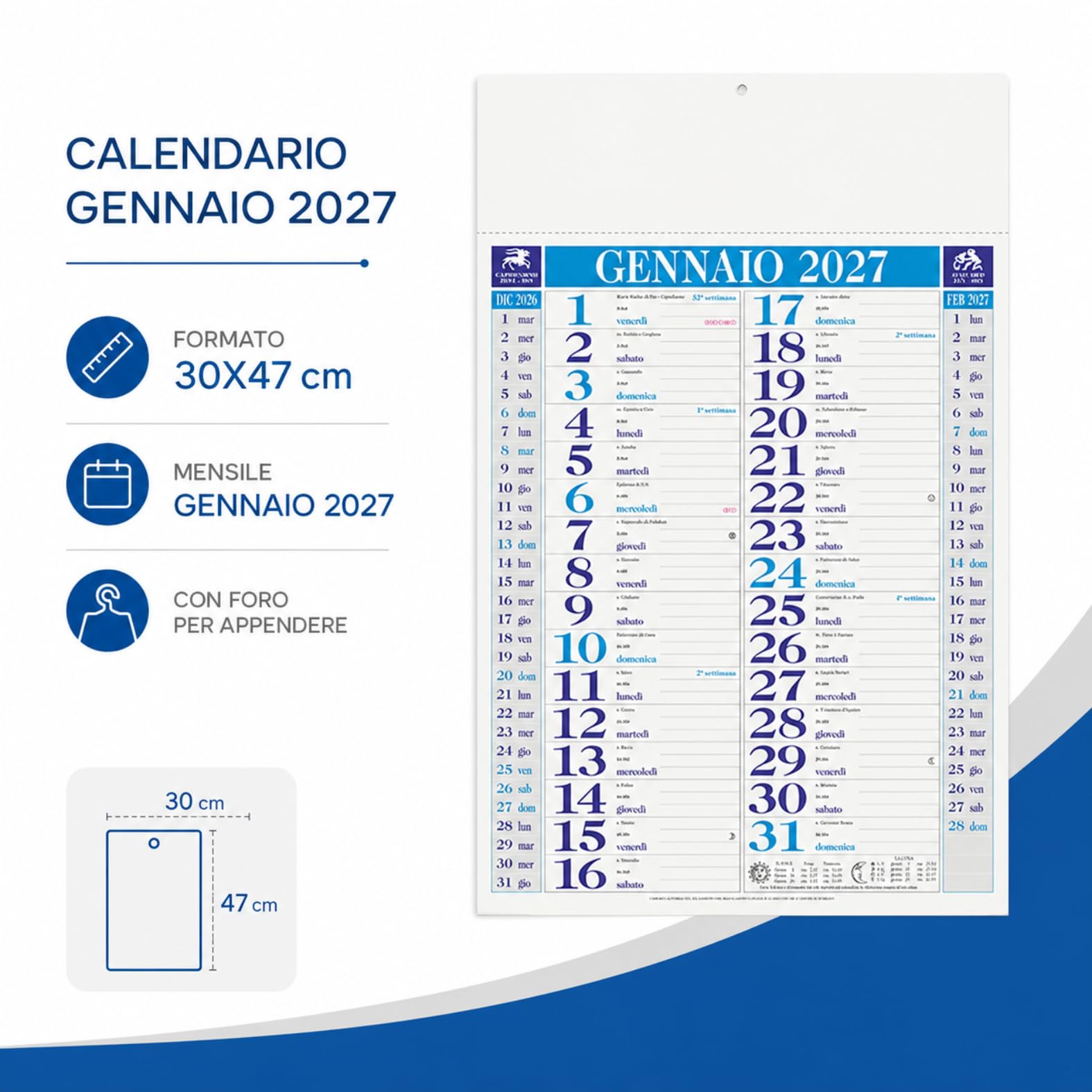 Calendari Personalizzati 2027 in Stock da 100 Pezzi Olandesi Grandi da Muro Notes sul Retro per Gadget Pubblicitari di Fine Anno e come Omaggio per i Clienti o Regali Aziendali | PA640