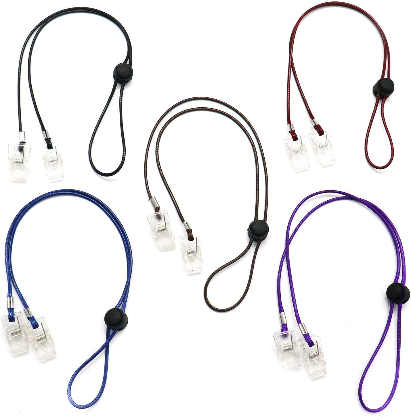 AQUEENLY 5 Pieces Adjustable Bib Holder Clips Flexible Bib Clips for Napkin, 5 Colors