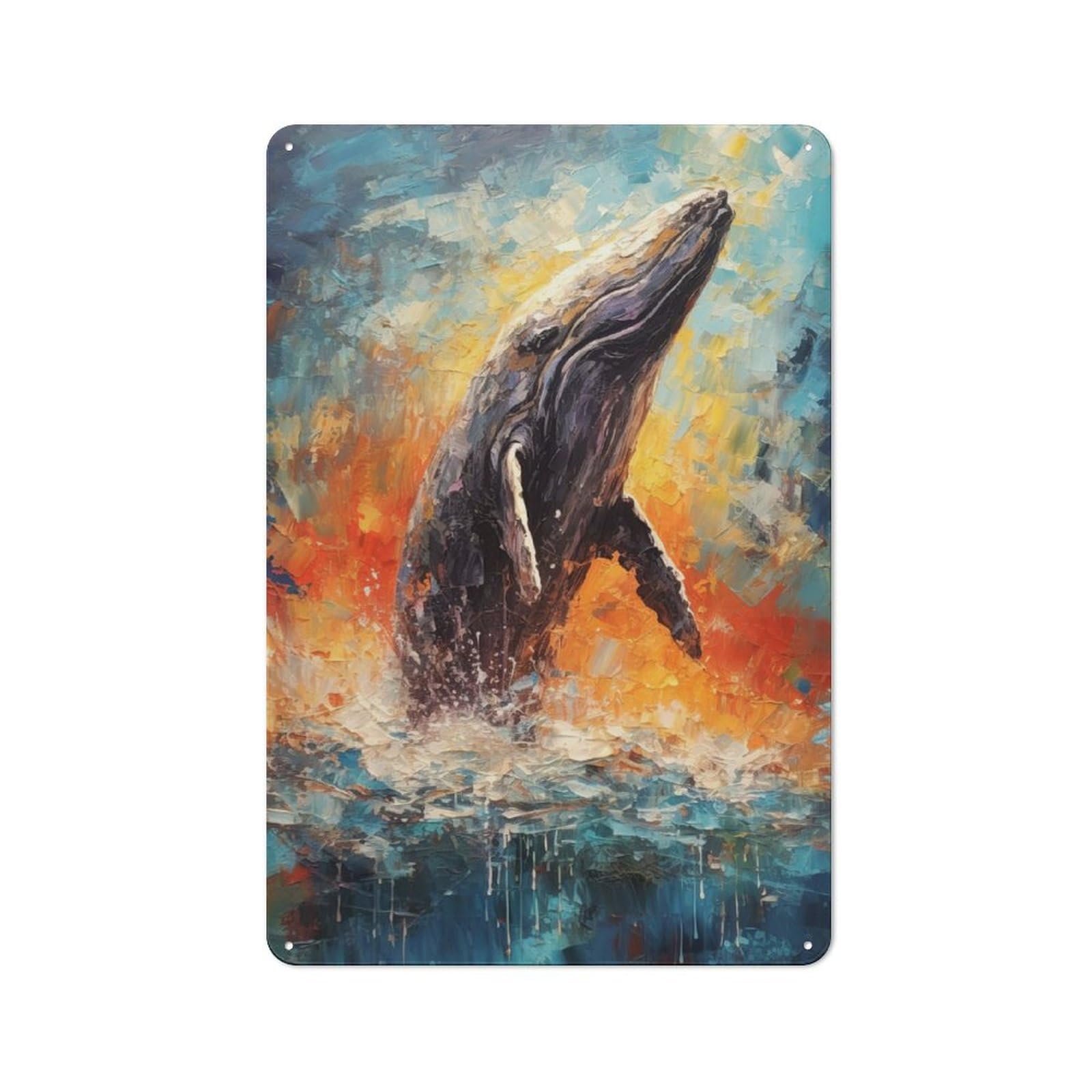 Junmoney Palette Whale Painting Retro Metal Wall Sign 30X20cm With For Pub Or Café, A Housewarming Gift For Hospitality Wall Decor Collectors