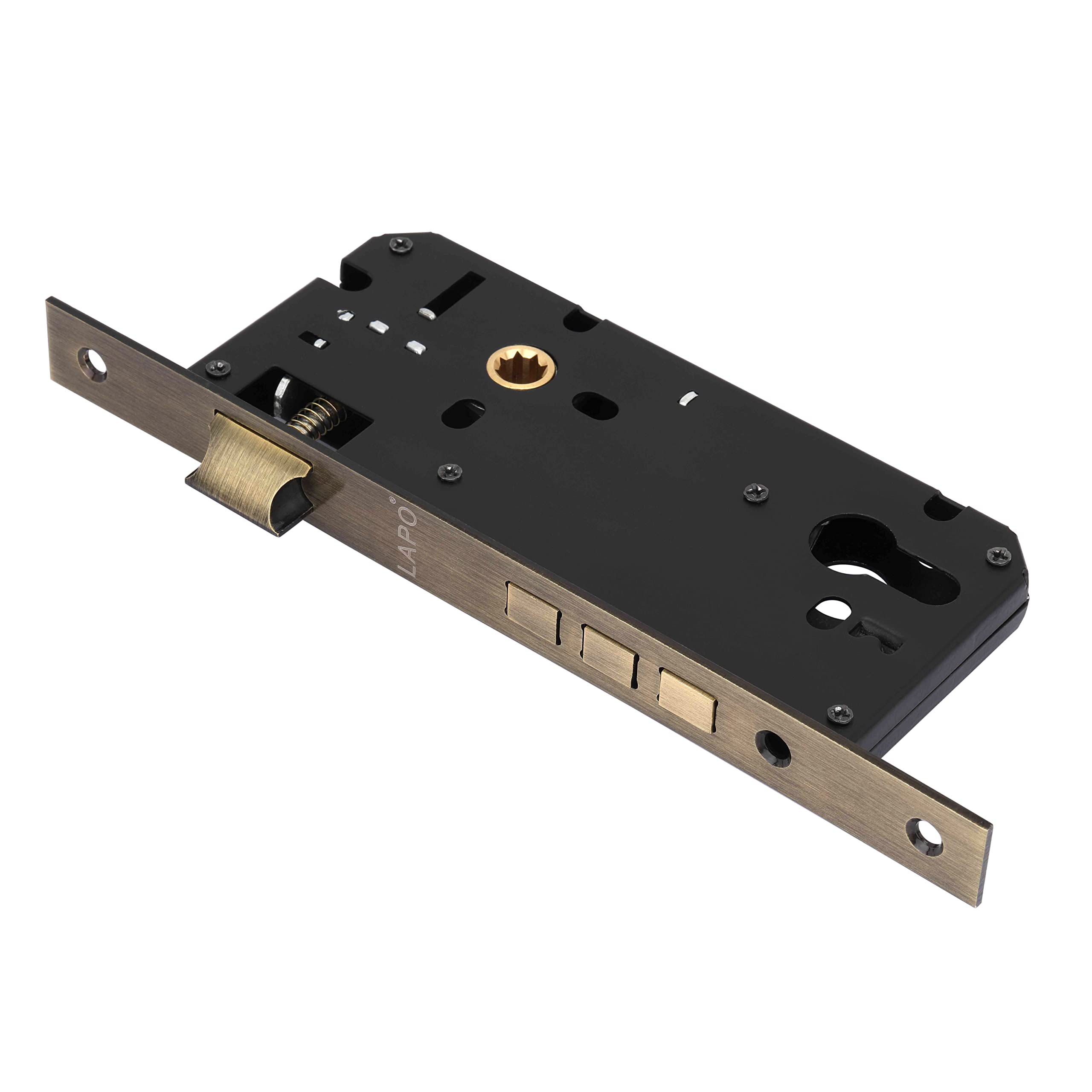 LAPO Heavy Duty Brass Lock Body Set for Wooden Door, Mortise Lock Body, Lock Body 50 mm x 85 mm Three Bullet (Antique Finish)-Pack of 1 pcs — Amazon image 6