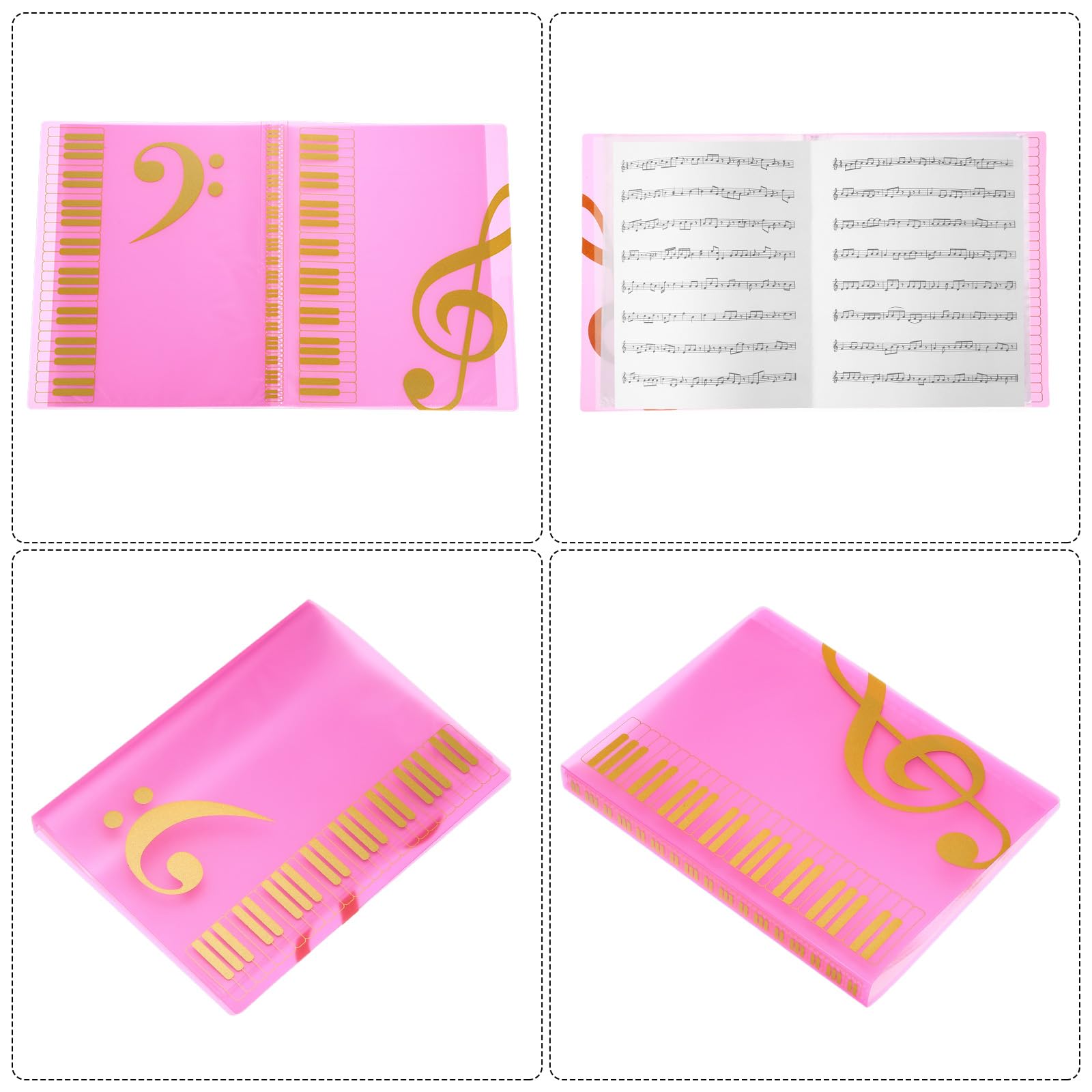 MECCANIXITY Carpeta de partituras con 80 fundas, 160 páginas, organizador en espiral, tamaño carta, 8.5 x 11 pulgadas, papel A4, bolsa de almacenamiento para coros de conciertos (rojo rosa)