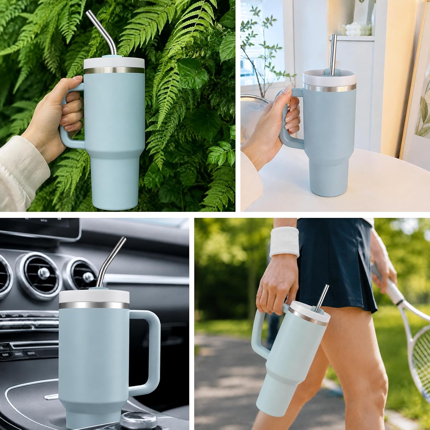 6 Pack Metal Straws for Stanley 40 oz Tumbler, Stainless Steel Reusable