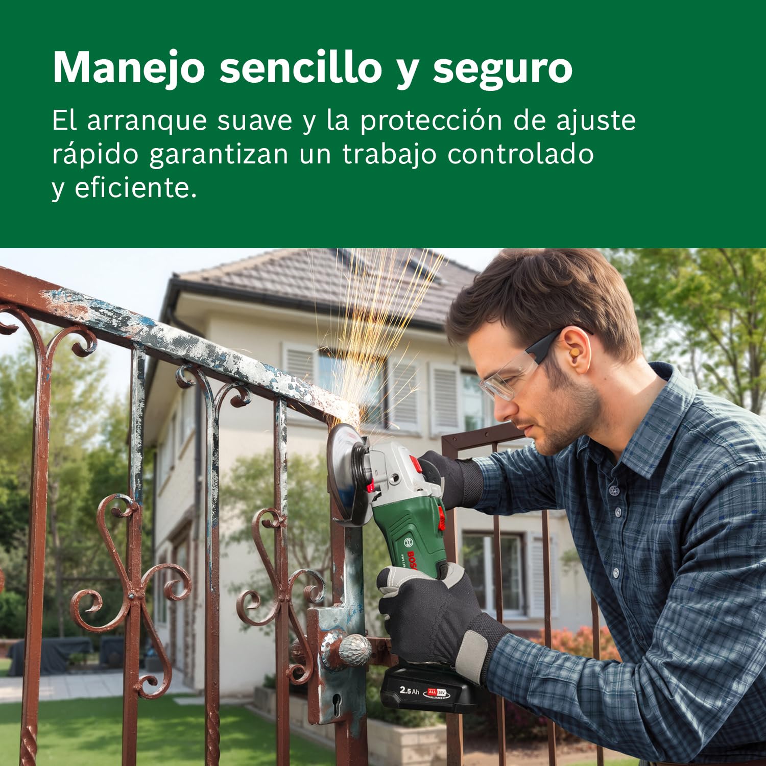 Bosch 18V System amoladora a batería PWS 18V-70 (trabajos de corte y esmerilado pequeños y medianos; diámetro del disco de esmerilado: 125 mm)