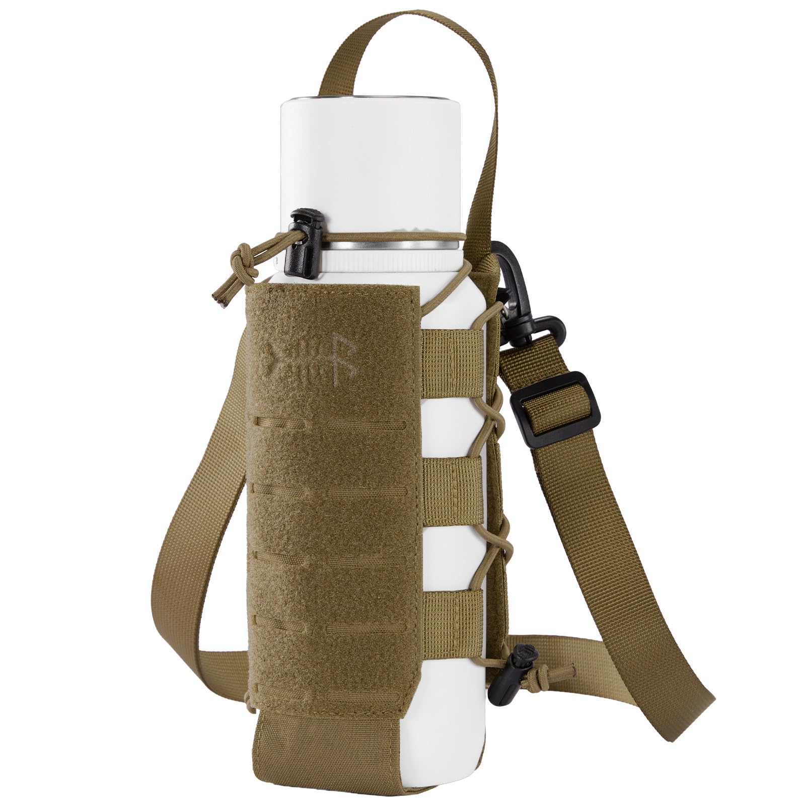 BASSDASH MOLLE Water Bottle Holder Pouch with Shoulder Strap Modular Bag for Fishing Hunting Hiking Travel Outdoor Activities